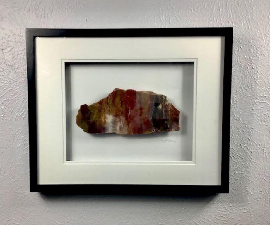 16x20 Framed Stone Artwork (Arizona Rainbow Petrified Wood) For Sale 2