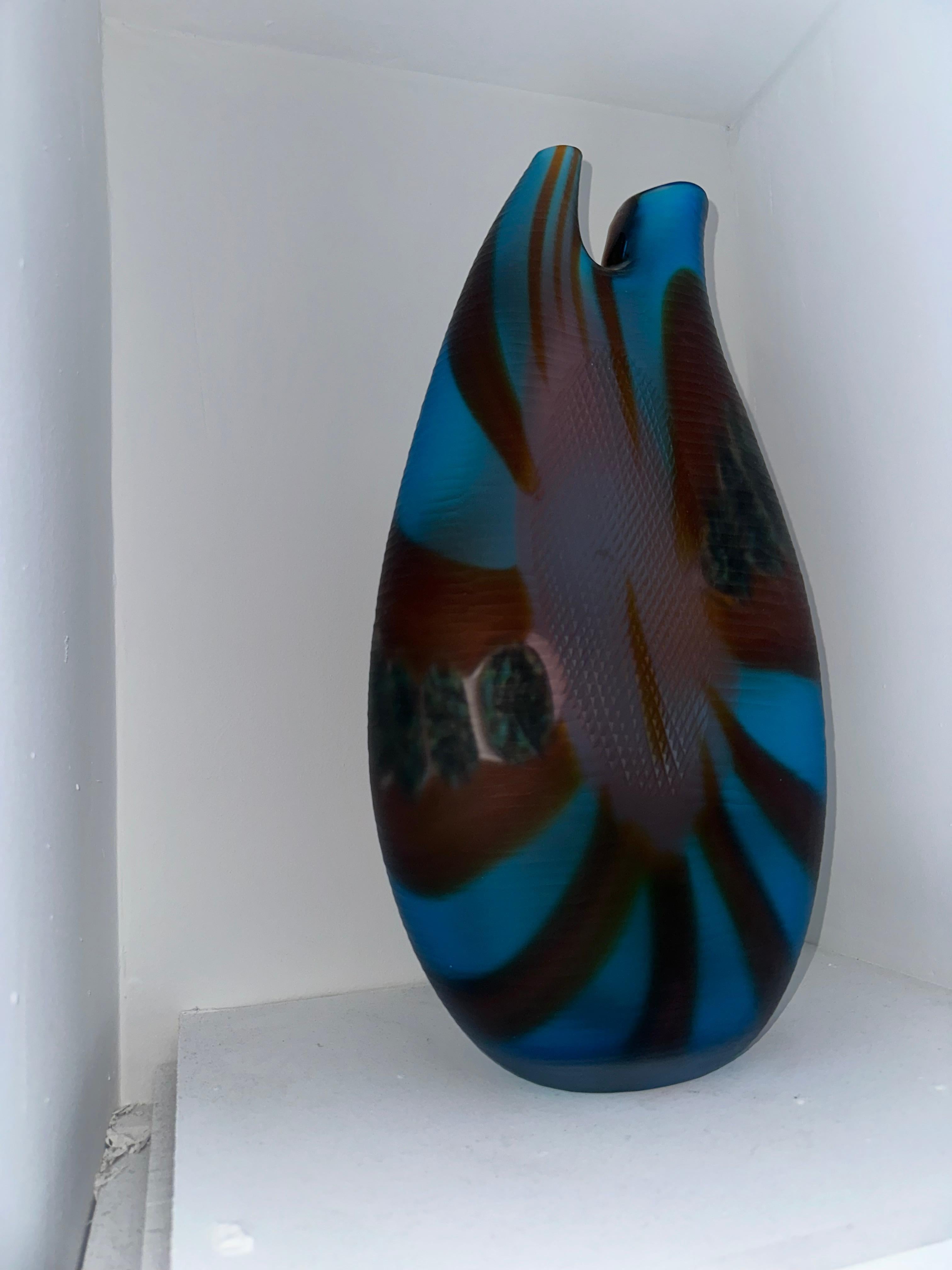 Junonia, vase en verre de Murano soufflé à la main, multicolore en vente 4