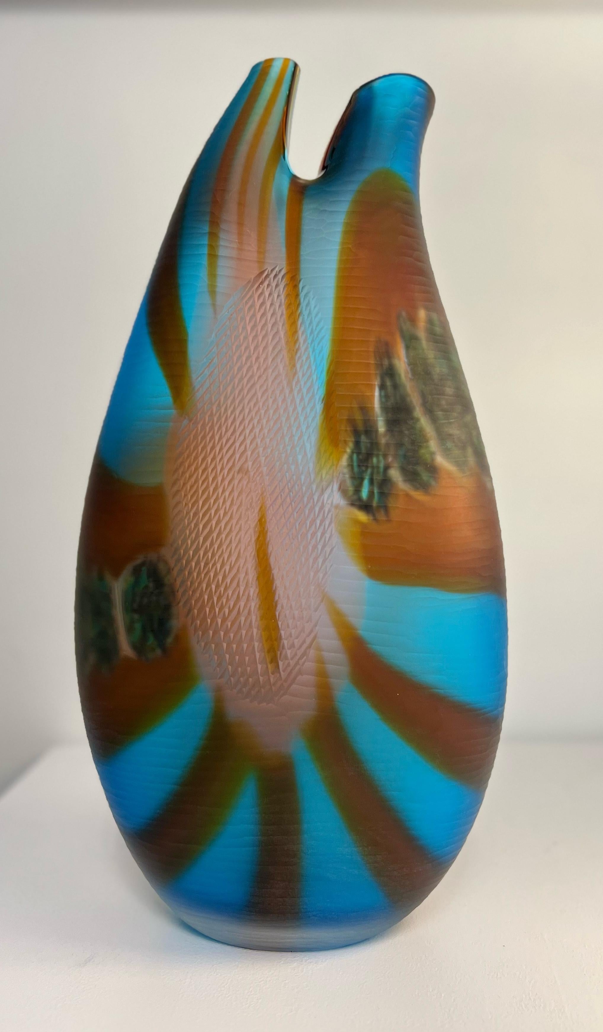 Junonia, vase en verre de Murano soufflé à la main, multicolore