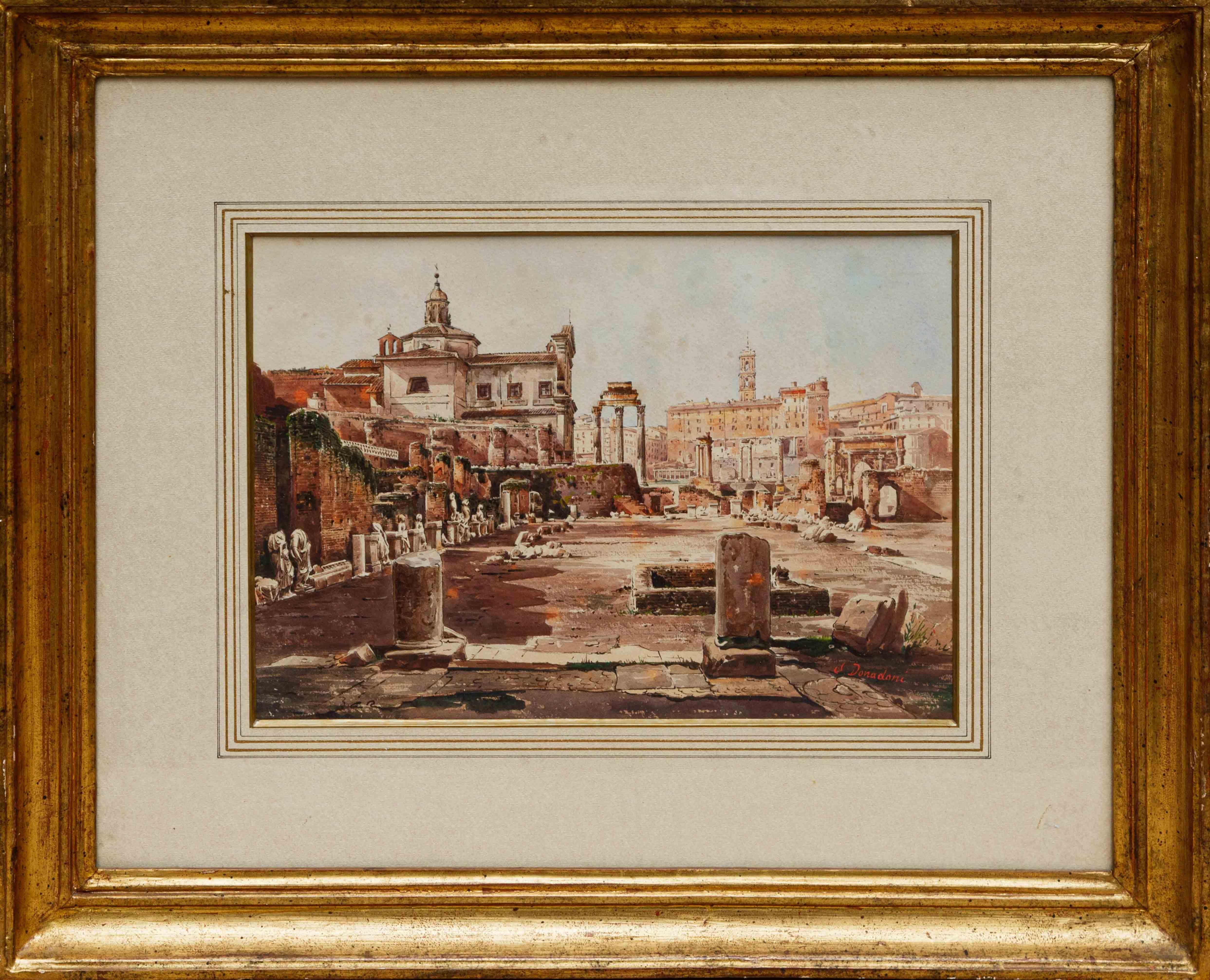 Landscape Art de Stefano DONADONI - Di Stefano Donadoni (Somasca, BG, 1844 - Roma, 1911), Vista del Campidoglio