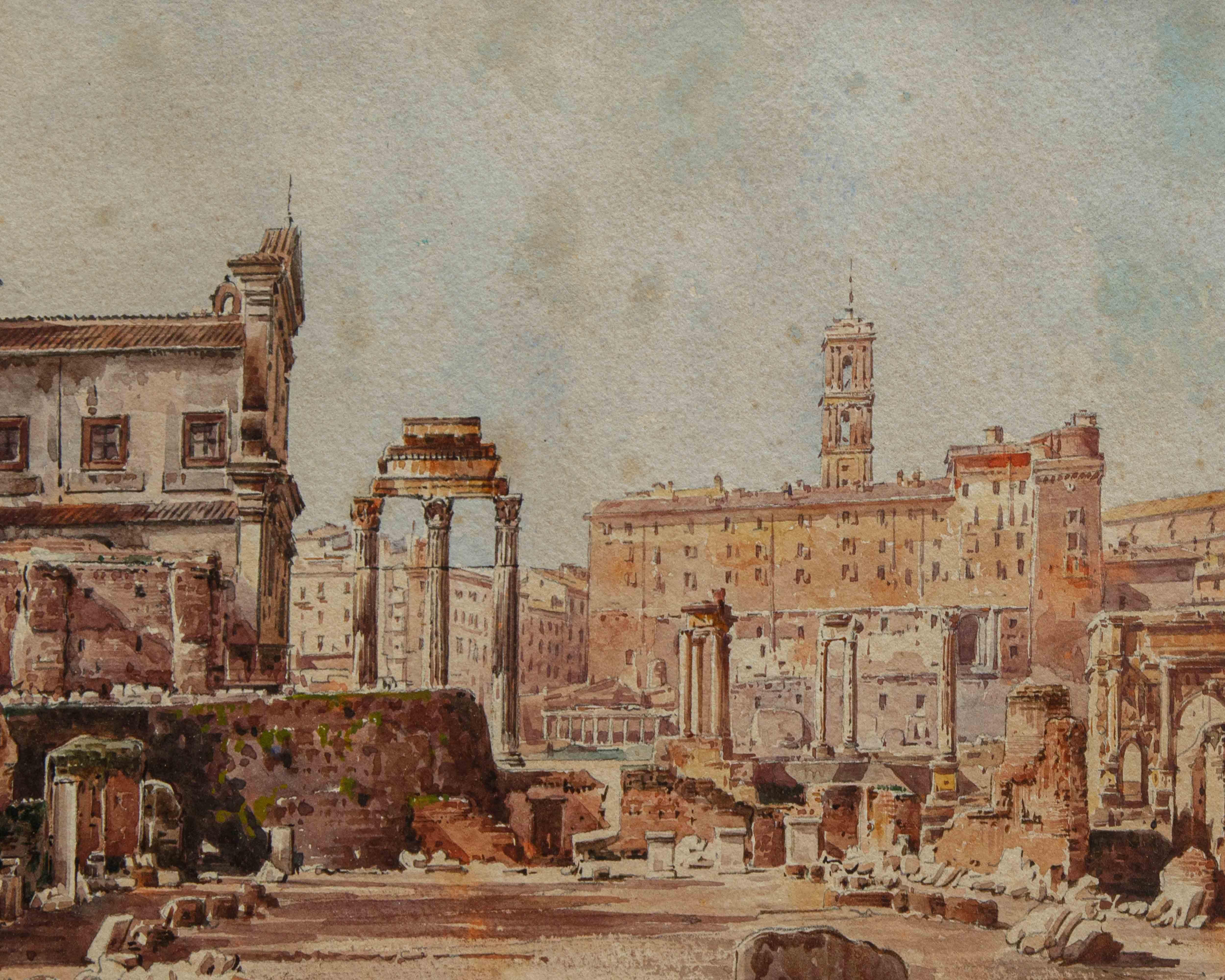 Di Stefano Donadoni (Somasca, BG, 1844 - Roma, 1911), Vista del Campidoglio - Landscape Art Brown de Stefano DONADONI