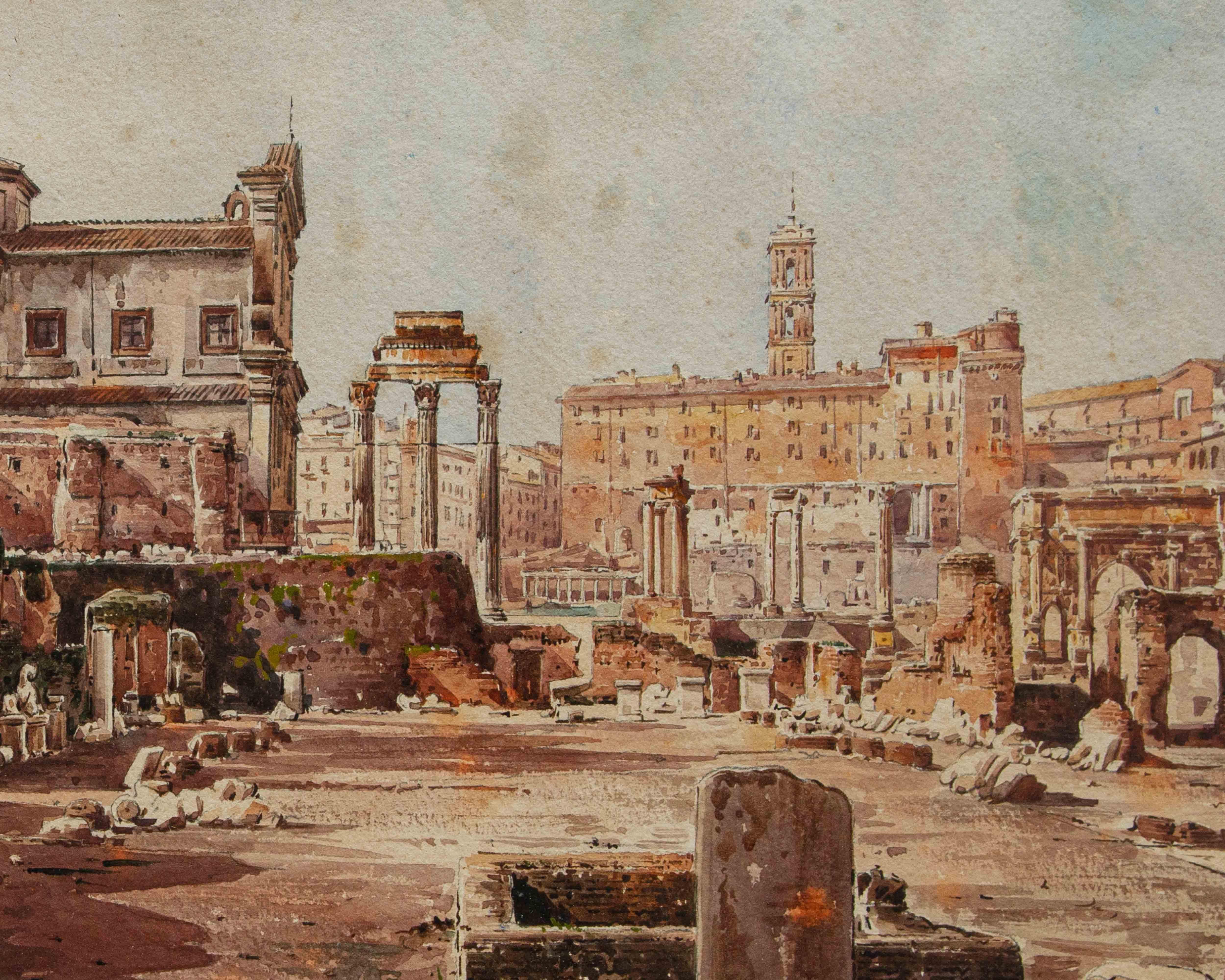 Di Stefano Donadoni (Somasca, BG, 1844 - Roma, 1911), Vista del Campidoglio - Art Otro estilo de arte de Stefano DONADONI