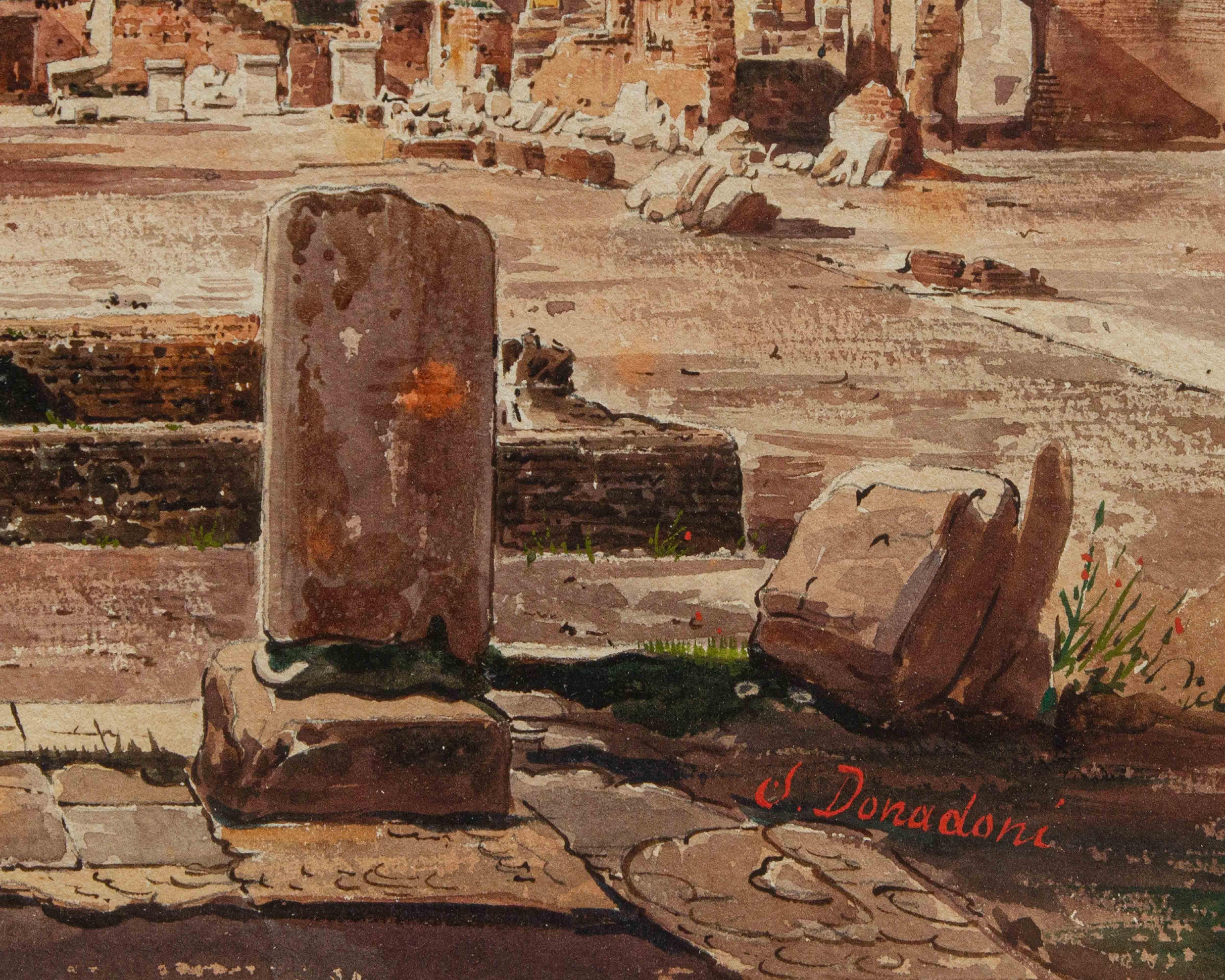 Stefano Donadoni (Somasca, BG, 1844 - Roma, 1911)

Vista del Capitolio desde el Foro

Acuarela sobre papel, 27 x 38 cm

Enmarcado, 53 x 64 cm

Firmado abajo a la derecha

Stefano Donadoni nació en Somasca, una aldea de Vercurago, en la provincia de
