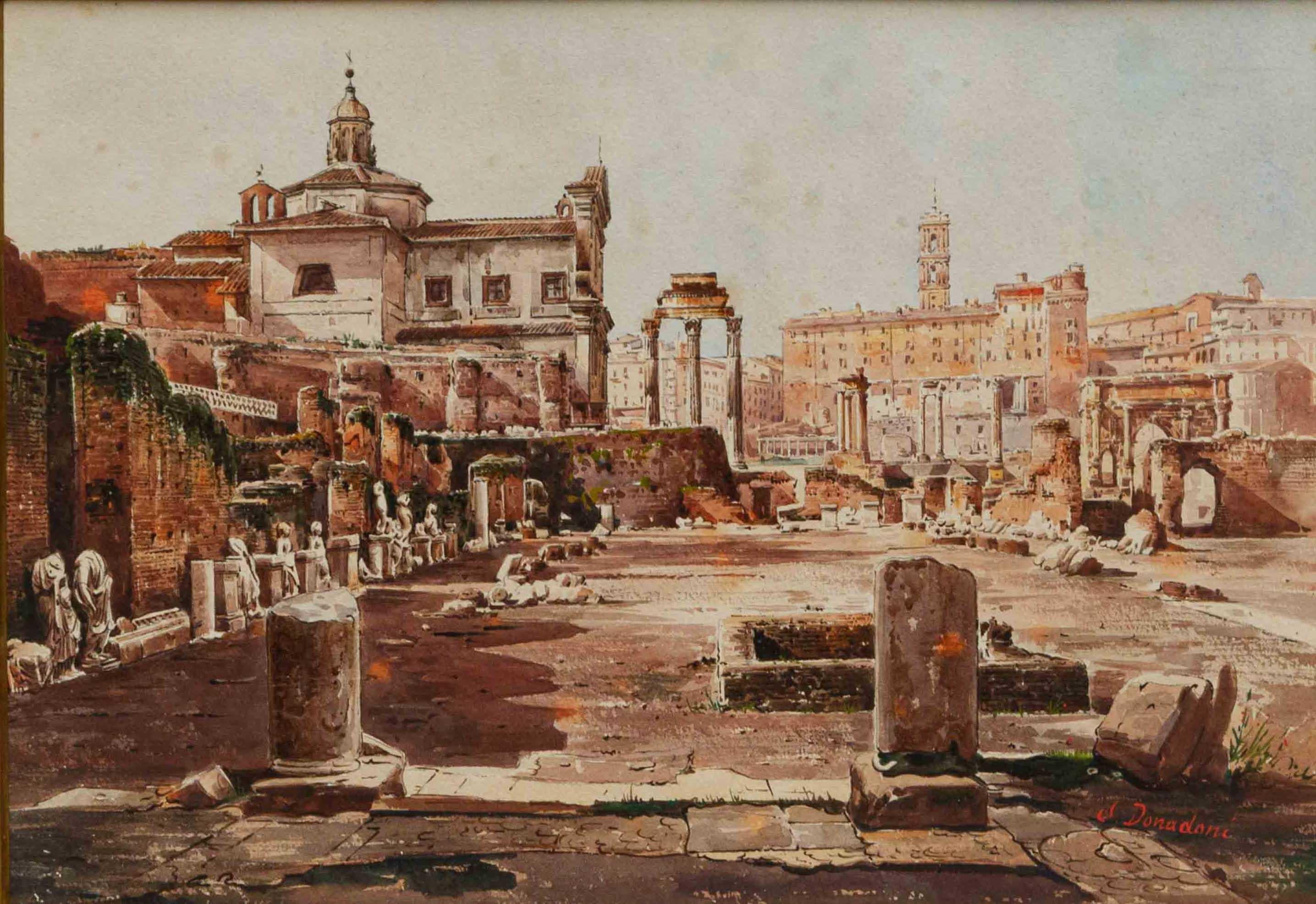 Di Stefano Donadoni (Somasca, BG, 1844 - Roma, 1911), Vista del Campidoglio en venta 6