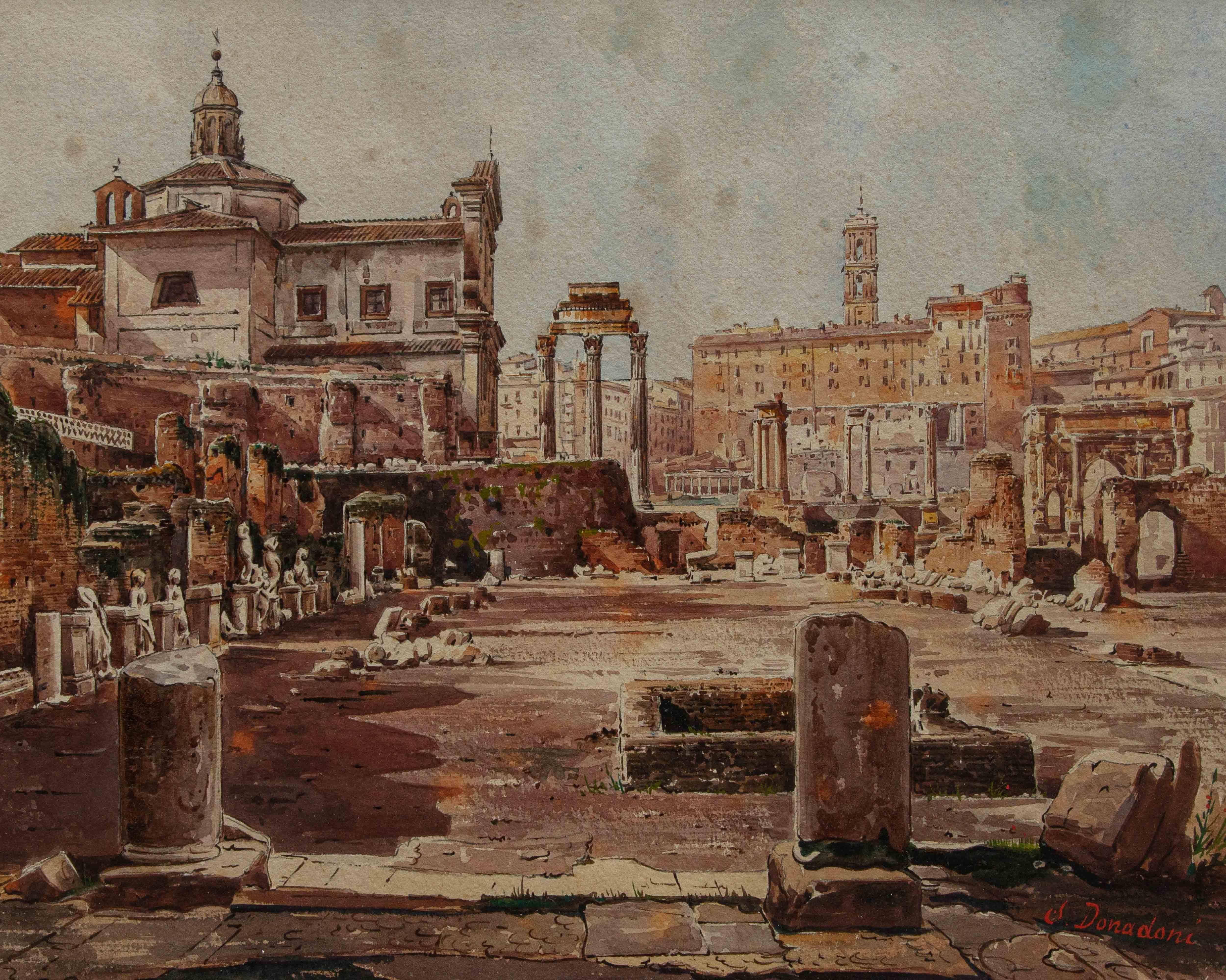 Di Stefano Donadoni (Somasca, BG, 1844 - Roma, 1911), Vista del Campidoglio en venta 4