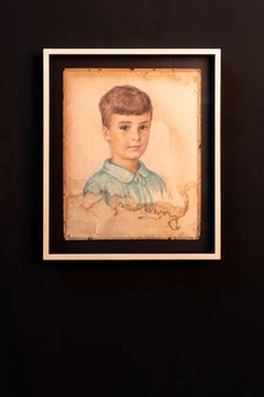 Vintage Portrait pencil drawing of a Dutch young boy (1934)