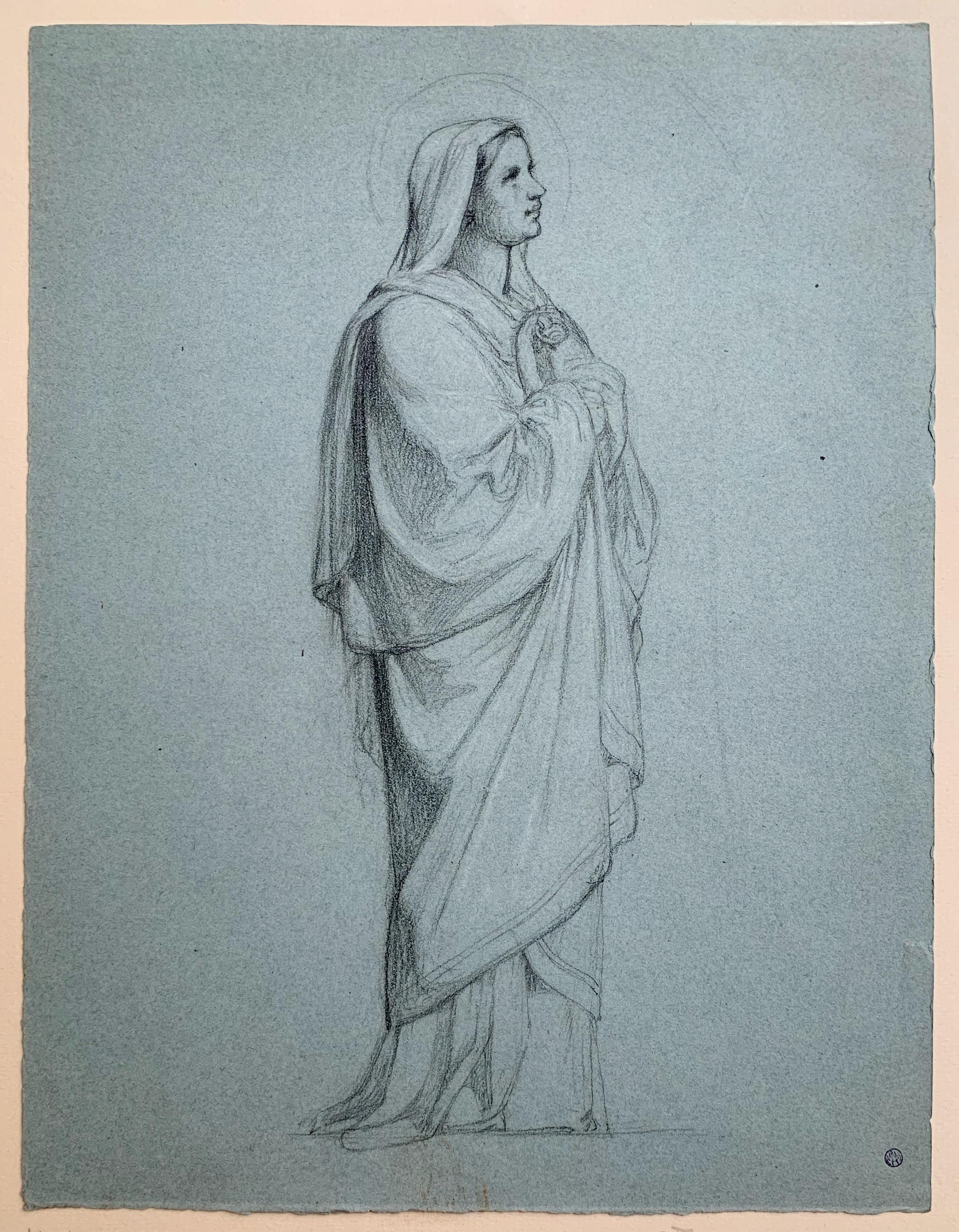 Studie eines Heiligen, um 1875-79, Vorbereitungszeichnung (Akademisch), Art, von Jean Marie Melchior Doze