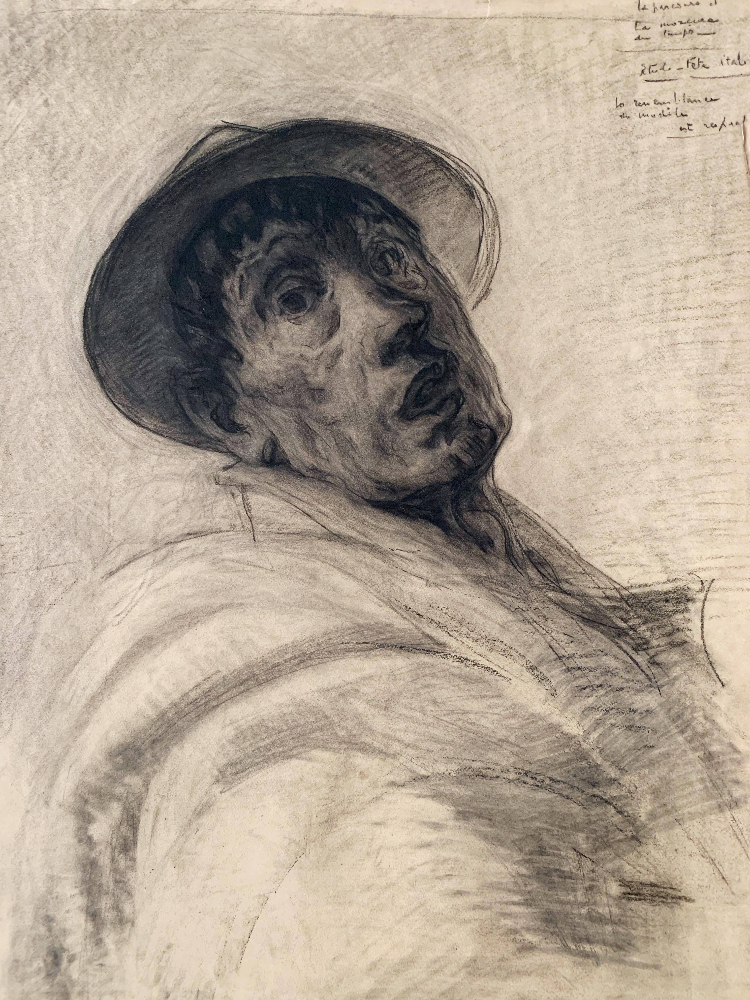 Henry Mirande Portrait – Autoporträt, um 1940, Graphitstift und Kohle auf Papier