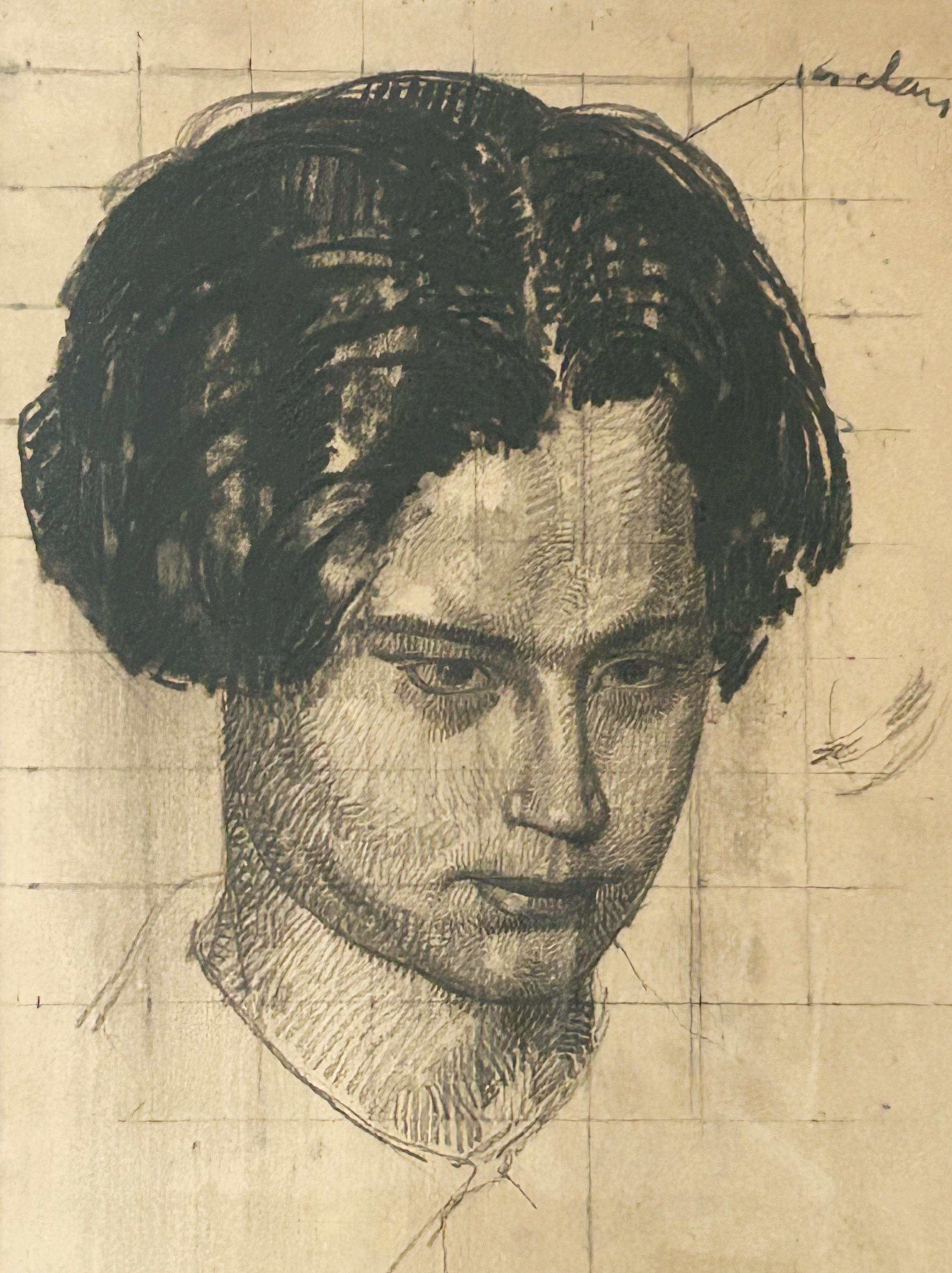 Portrait of Raphaël Fumet ; preparatory study for "La Famille mystique", 1914 - Art by Jules Oury dit Marcel-Lenoir