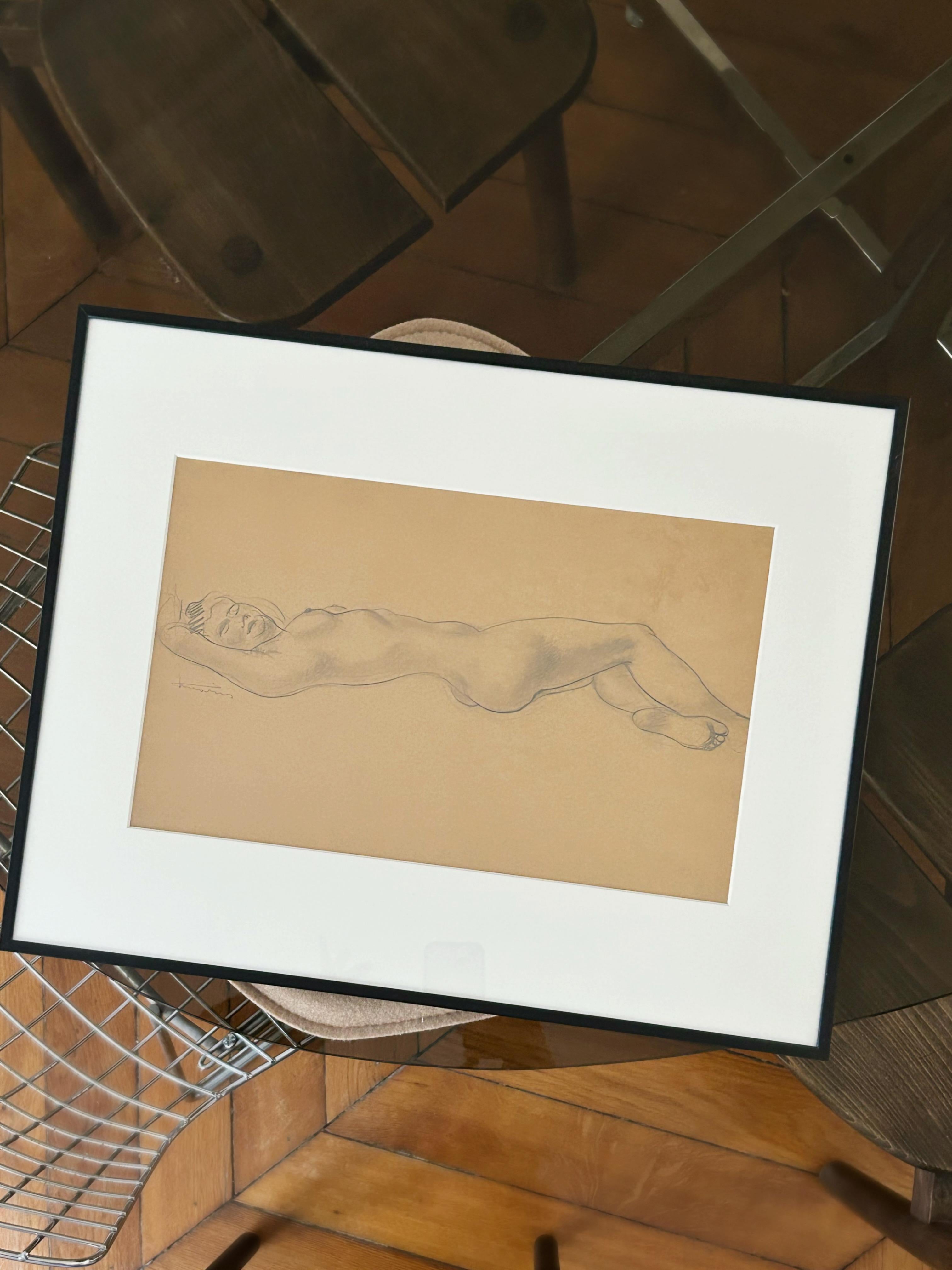 Nude Jean Martin - Nu féminin, vers 1940, crayon sur papier