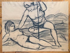 Adam and Eve, charcoal on paper