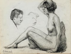 Late 19th Century Nude Drawings and Watercolors
