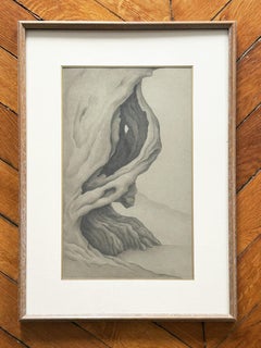 Antique Eugenie O'kin Jubin, Landscape, pencil on paper