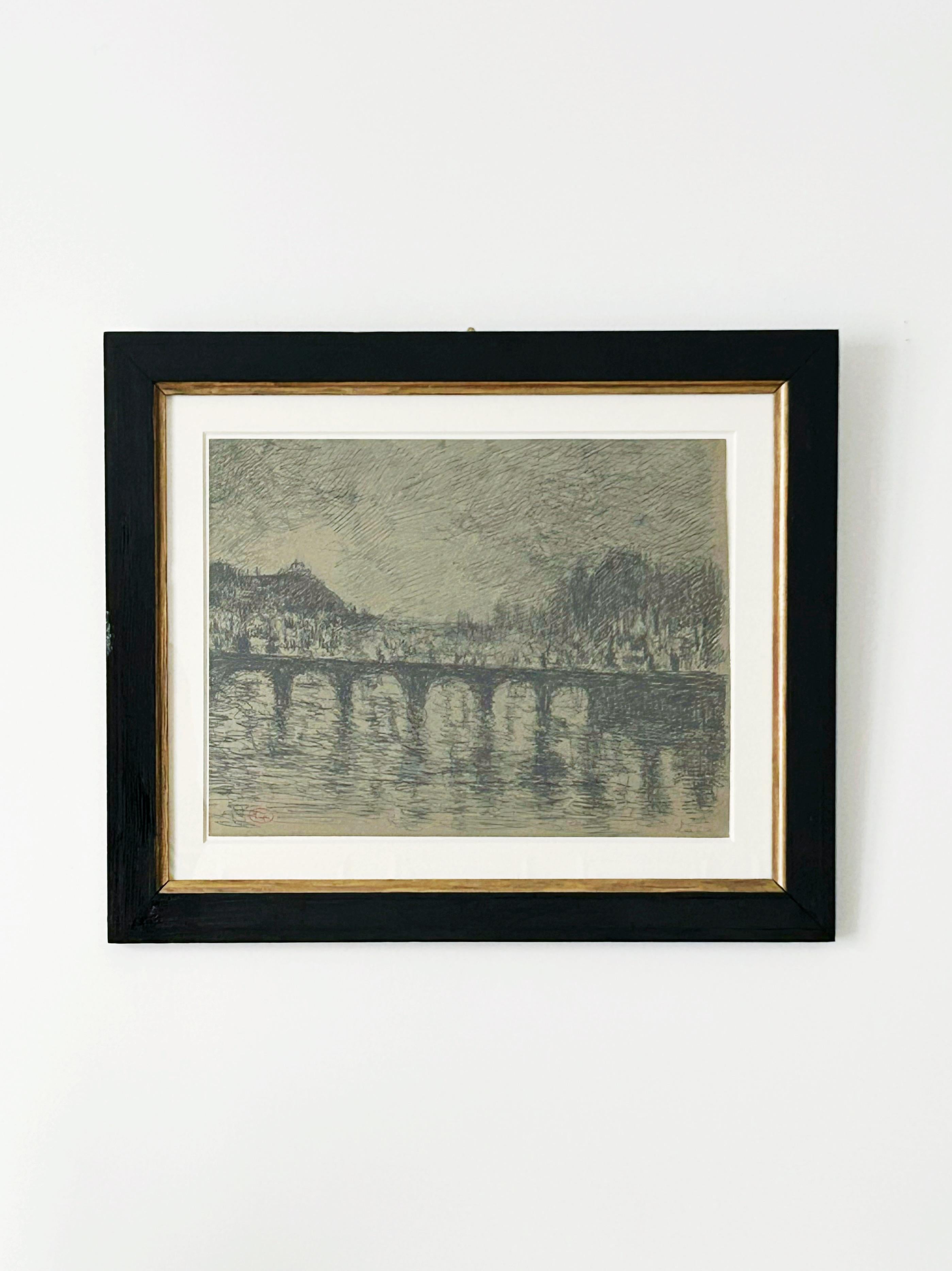 Maximilien LUCE (1858-1941)
Parigi, Ponte sulla Senna
Inchiostro su carta colorata
Firmato "Luce" in basso a destra
Timbro dello Studio A in basso a sinistra 
22.5 x 28.5 cm

Maximilien Luce ricevette la sua prima formazione artistica da un incisore