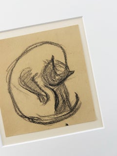 Victor PROUVÉ (1858-1943), Study of a cat, charcoal on paper