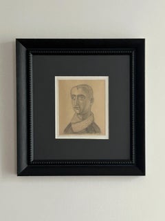 Jean Martin, Hombre con bufanda, hacia 1950, Grafito sobre papel