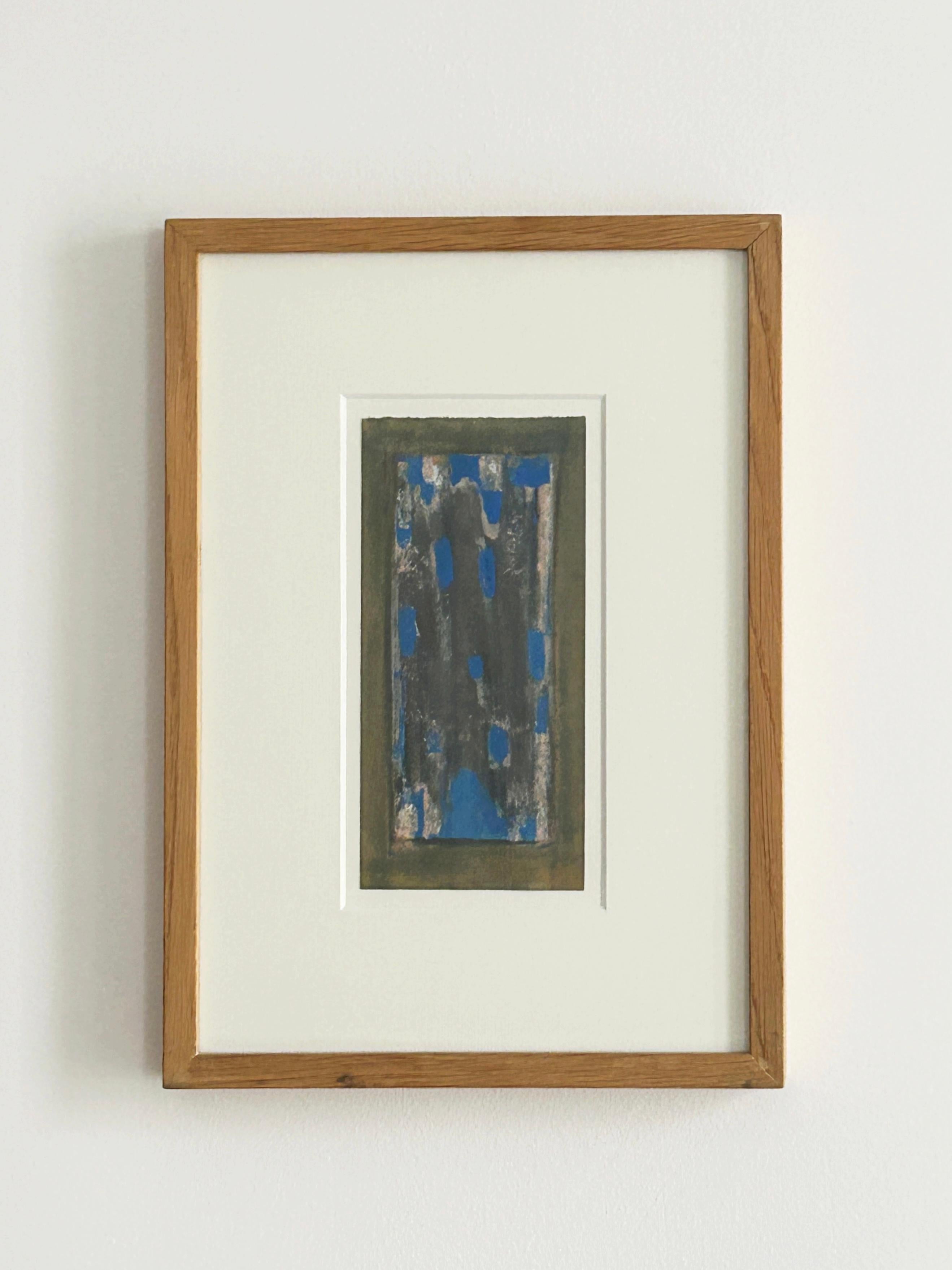Maurice MOREL conocido como Abbé Morel (1908-1991)
Sin título, composición en azul, gris y rosa pálido
Técnica mixta sobre papel de periódico
Firmado al dorso
21 x 10 cm
marco: 38 × 27,5 cm
 
 Pintor espiritual y ferviente defensor del arte moderno,
