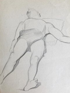 Raymonde Heudebert, Studie eines schlafenden Mannes, Bleistift auf Papier, um 1930