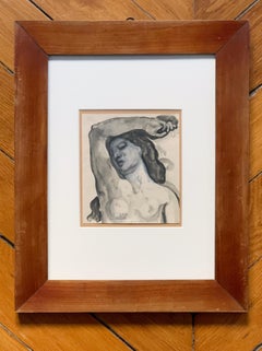 Busto di una donna nuda con il braccio alzato