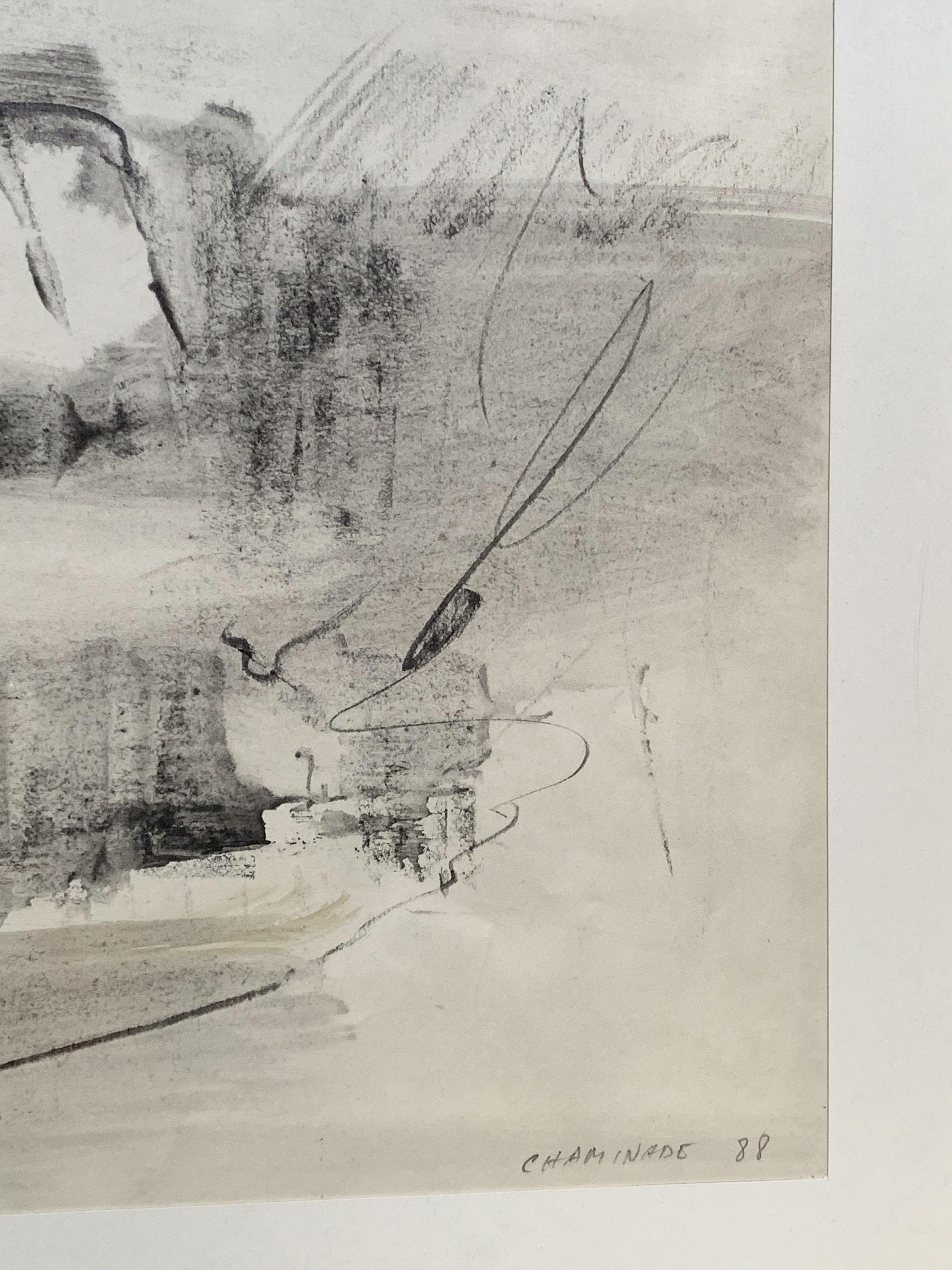 Albert CHAMINADE (1923-2010)
Abstrakte Komposition, 1988
Kohle und lavierte Tinte auf Papier
Signiert und datiert 