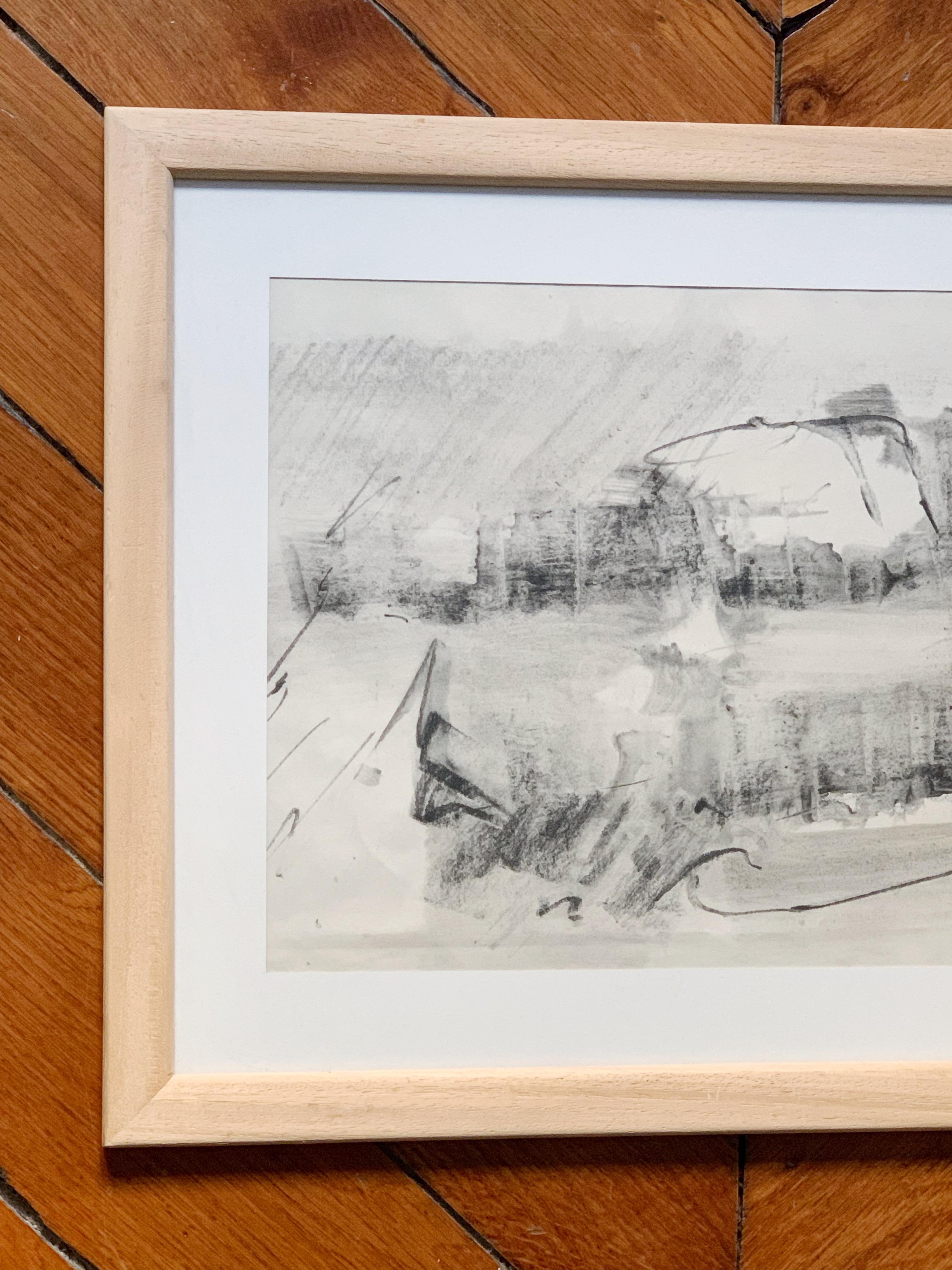 Abstract composition, 1988, charcoal and ink wash on paper 1