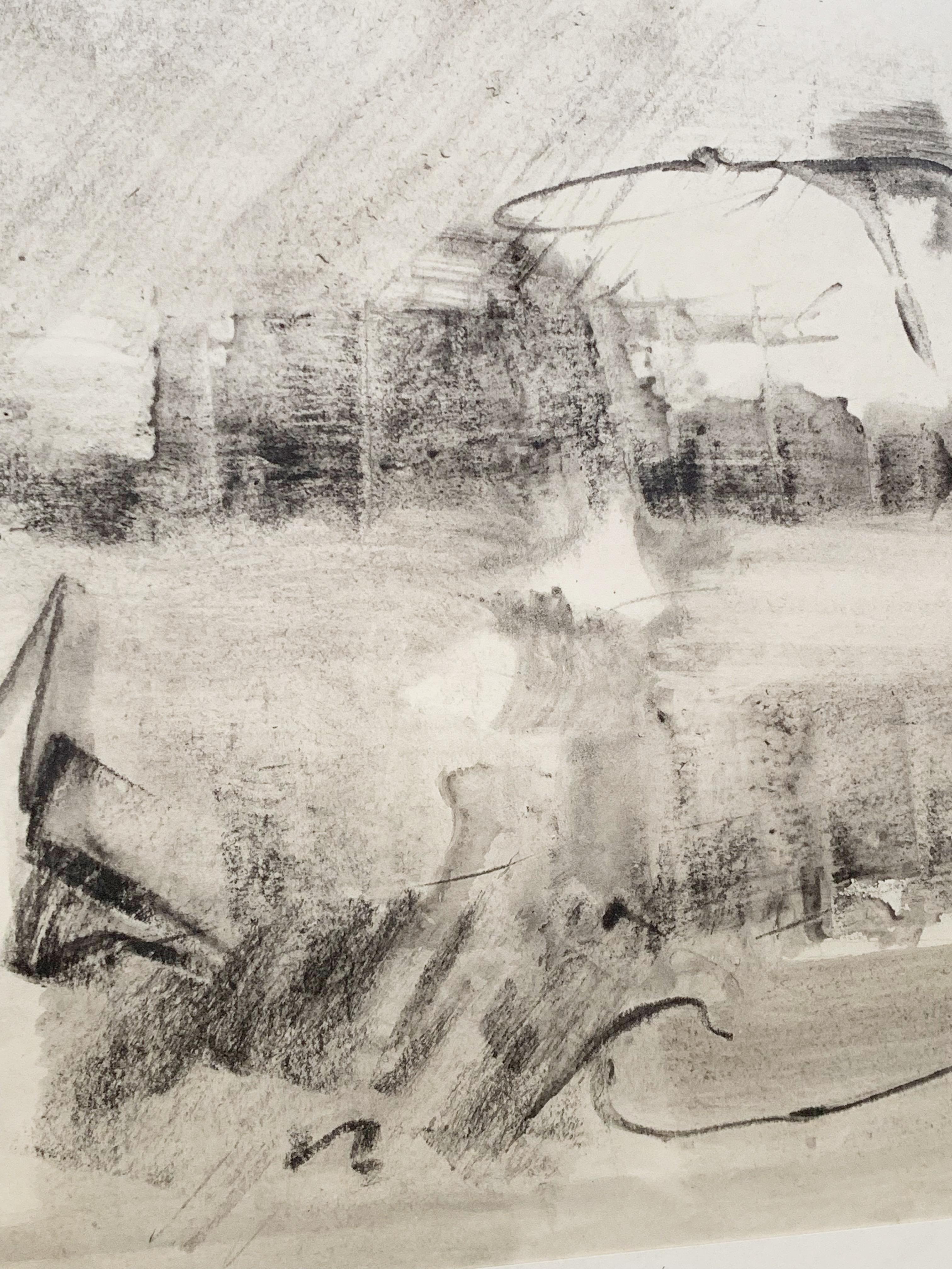 Abstract composition, 1988, charcoal and ink wash on paper For Sale 2