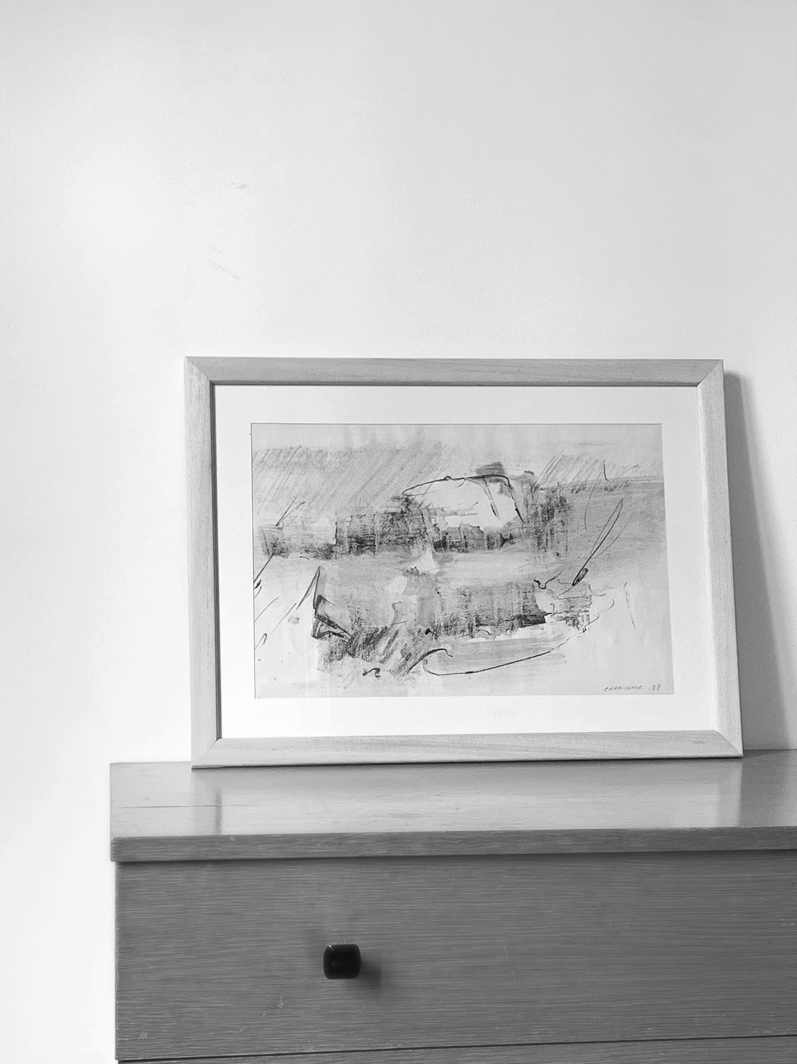 Abstract composition, 1988, charcoal and ink wash on paper For Sale 3