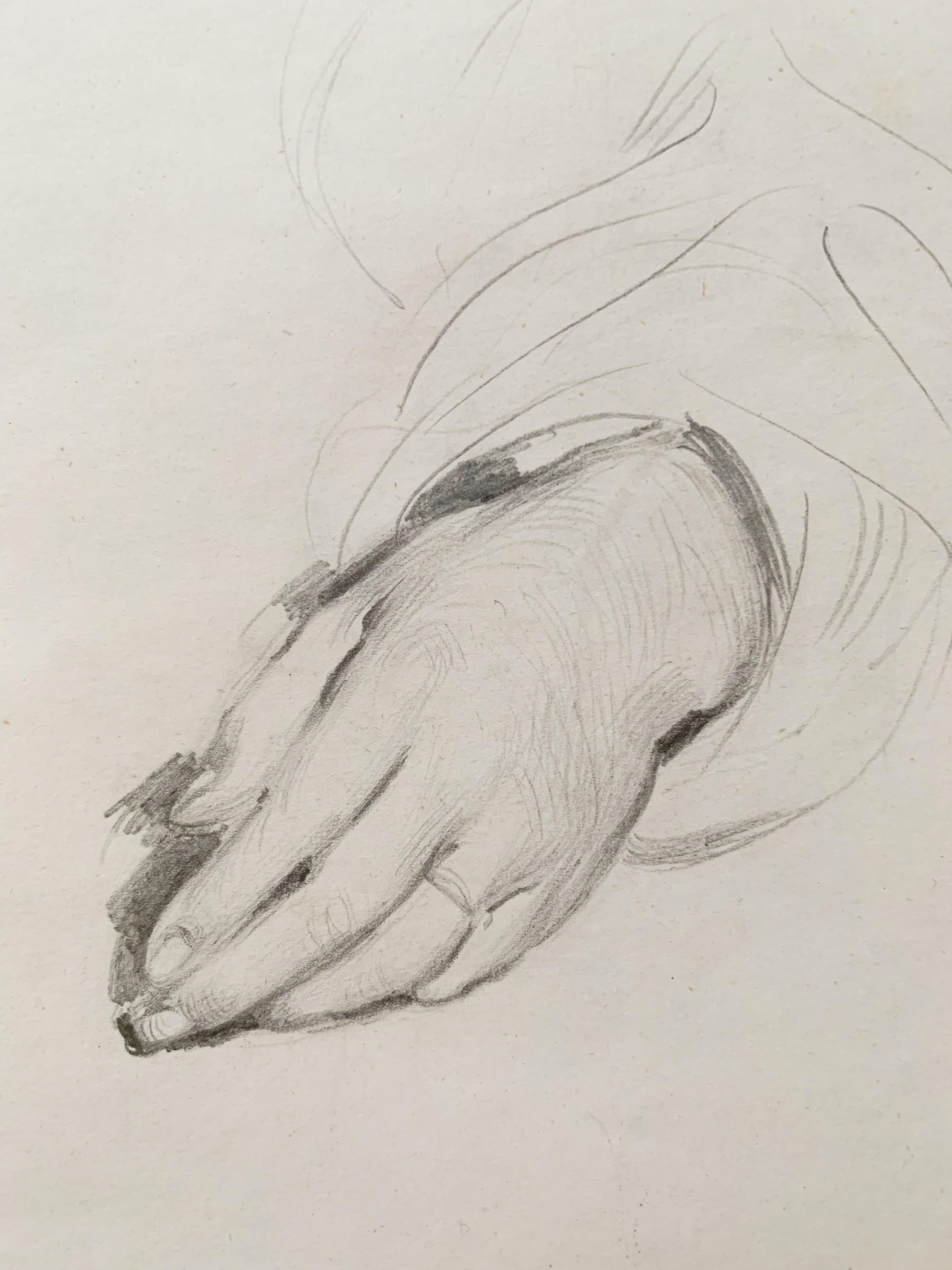 Study of a hand; preparatory work for the painting Jewish Bride in Morocco, 1867 For Sale 2