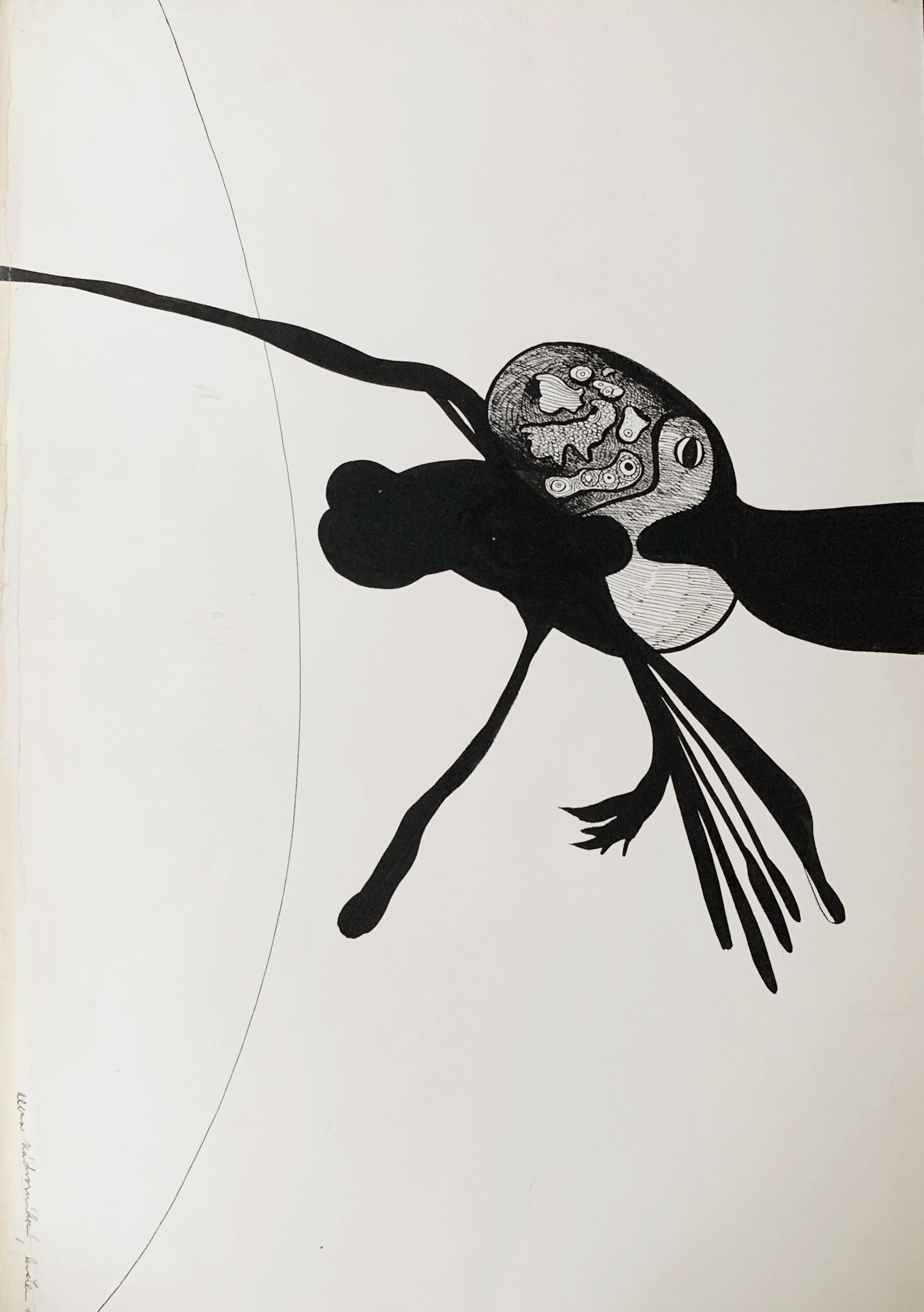 Alena Nadvonikova Figurative Painting - Zoomorphic composition, 1979, India ink on paper