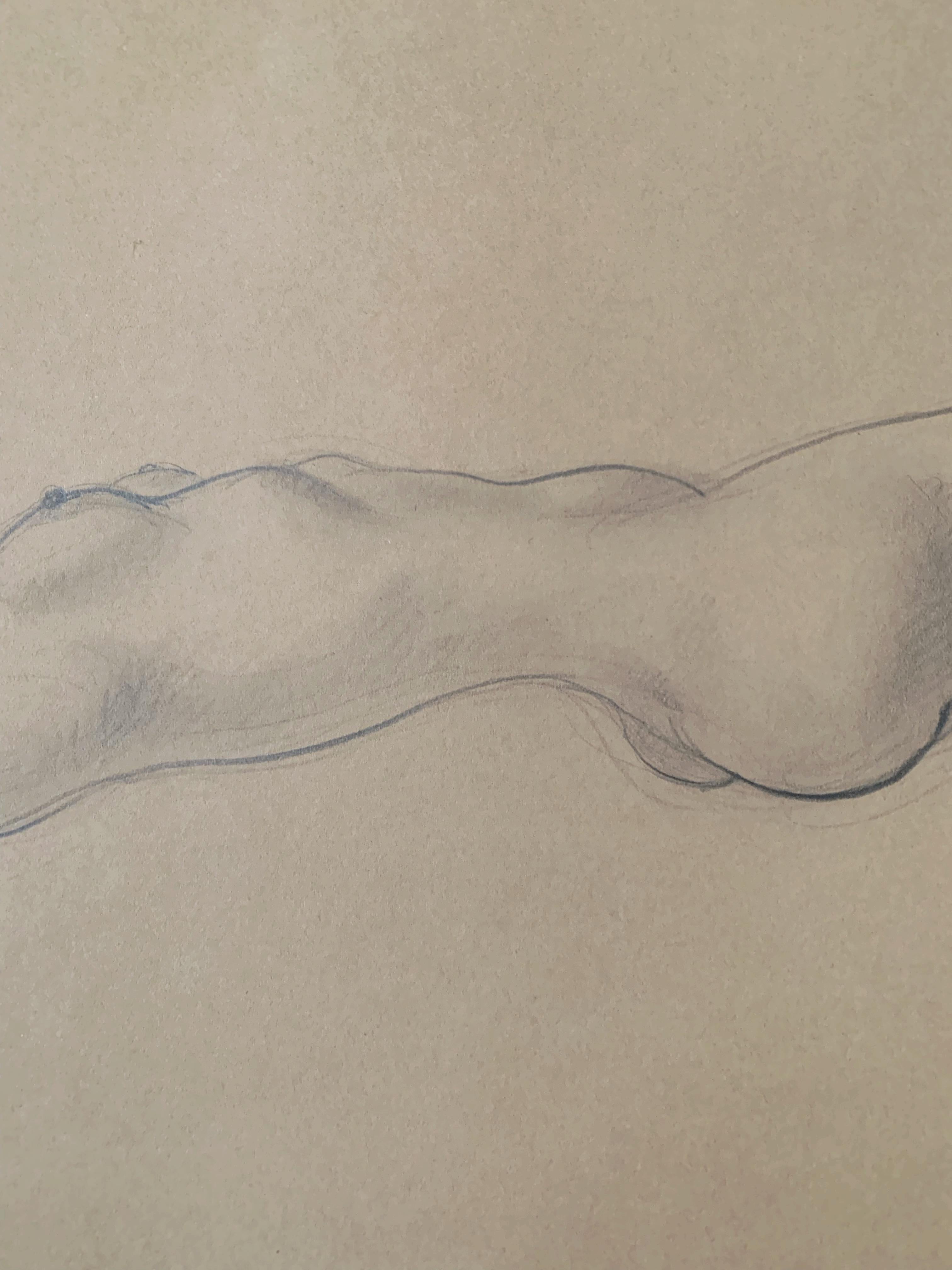 Female nude, circa 1940, pencil on paper For Sale 2