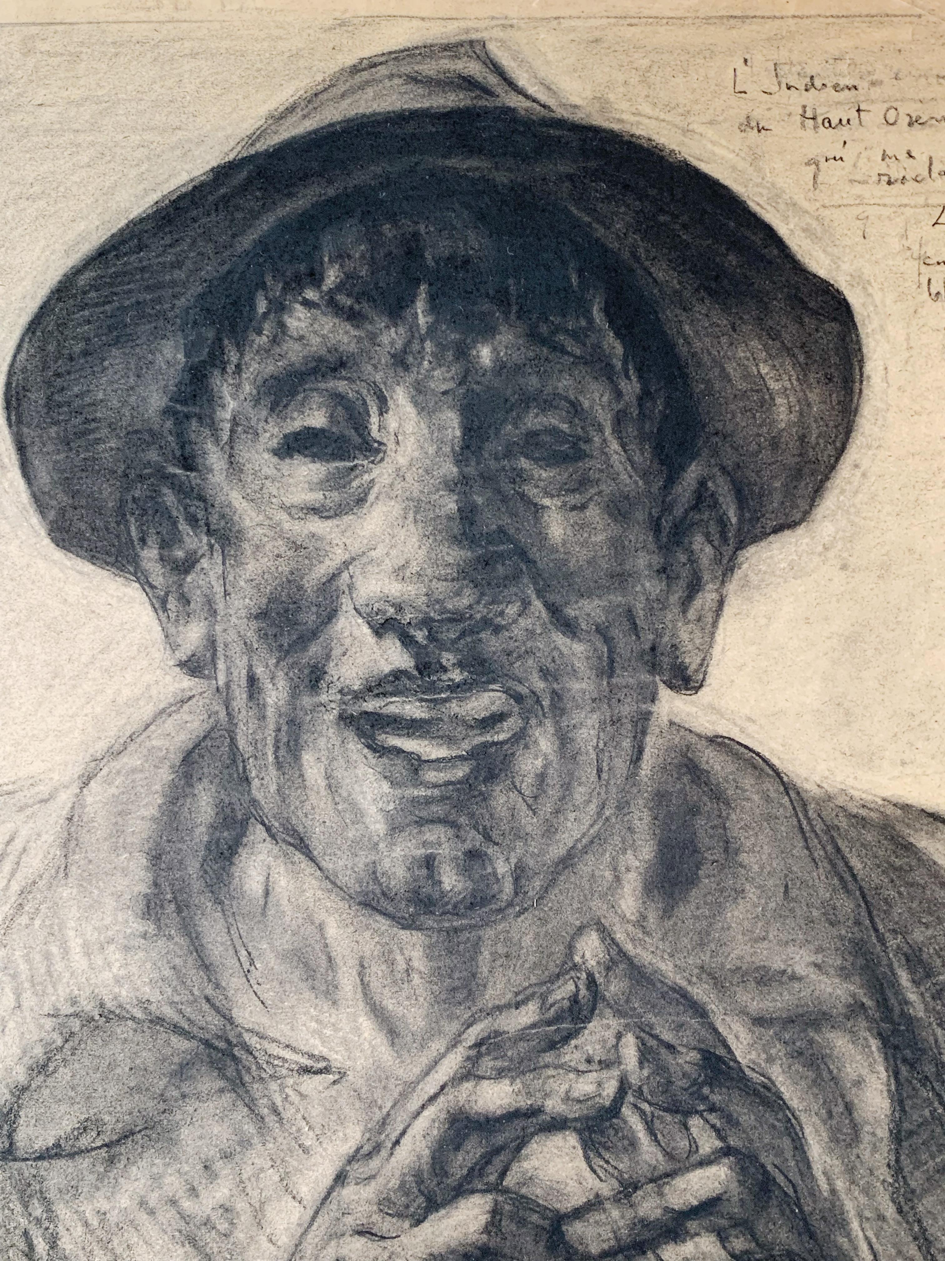 Autoportrait, circa 1940, Graphite pencil and charcoal on paper For Sale 2