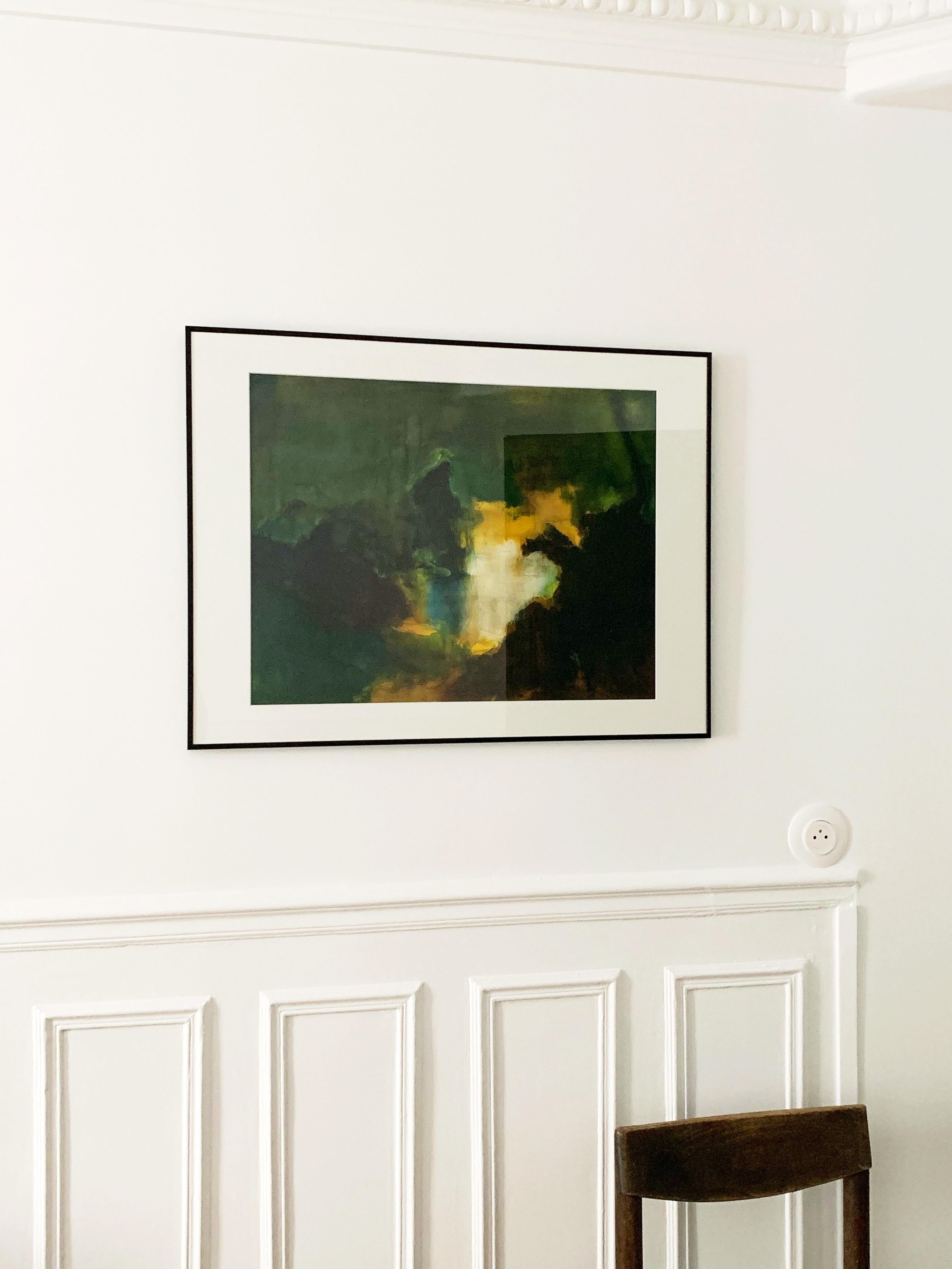 Composition verte et jaune, aquarelle et gouache sur papier - Abstrait Painting par Pierre Montheillet