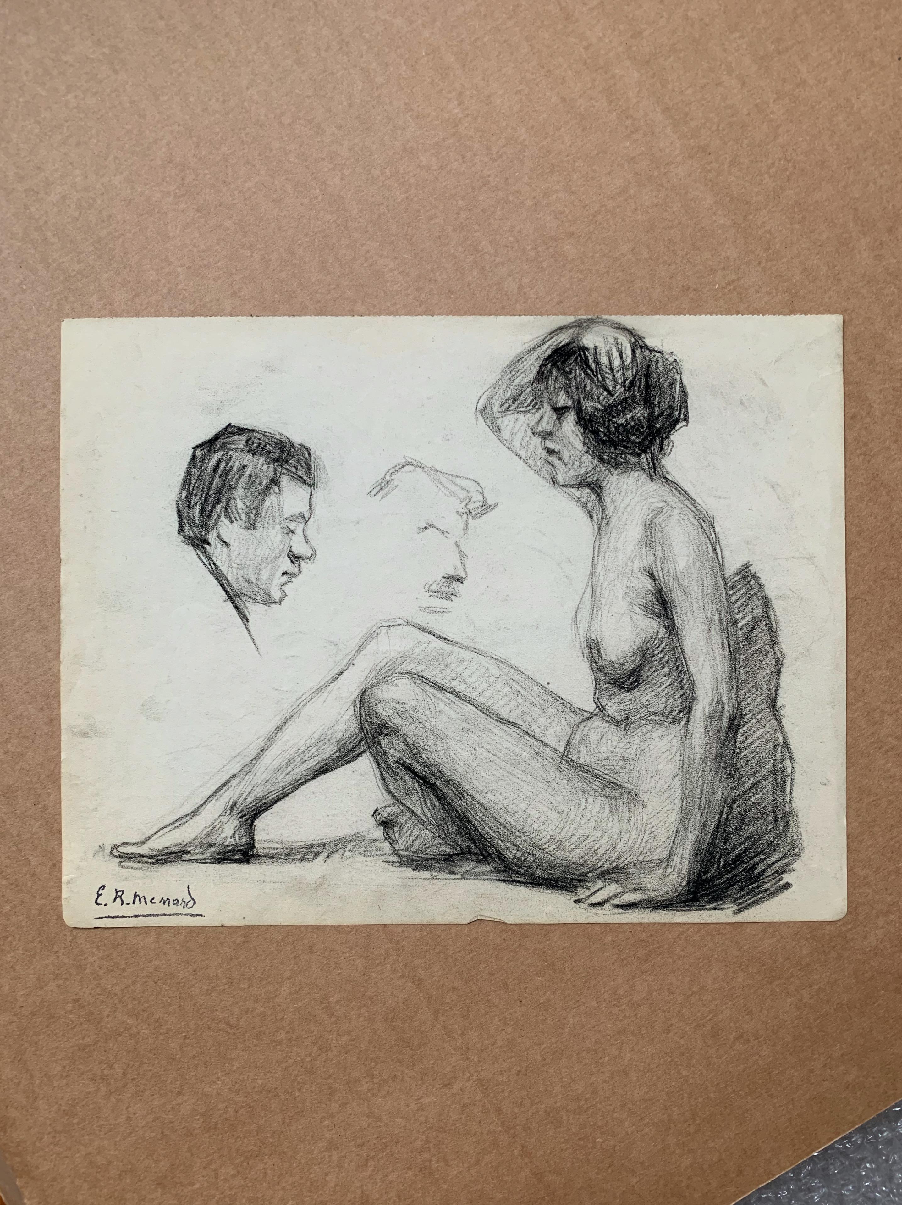 Emile Rene Menard (1862-1930), Study, charcoal  For Sale 1