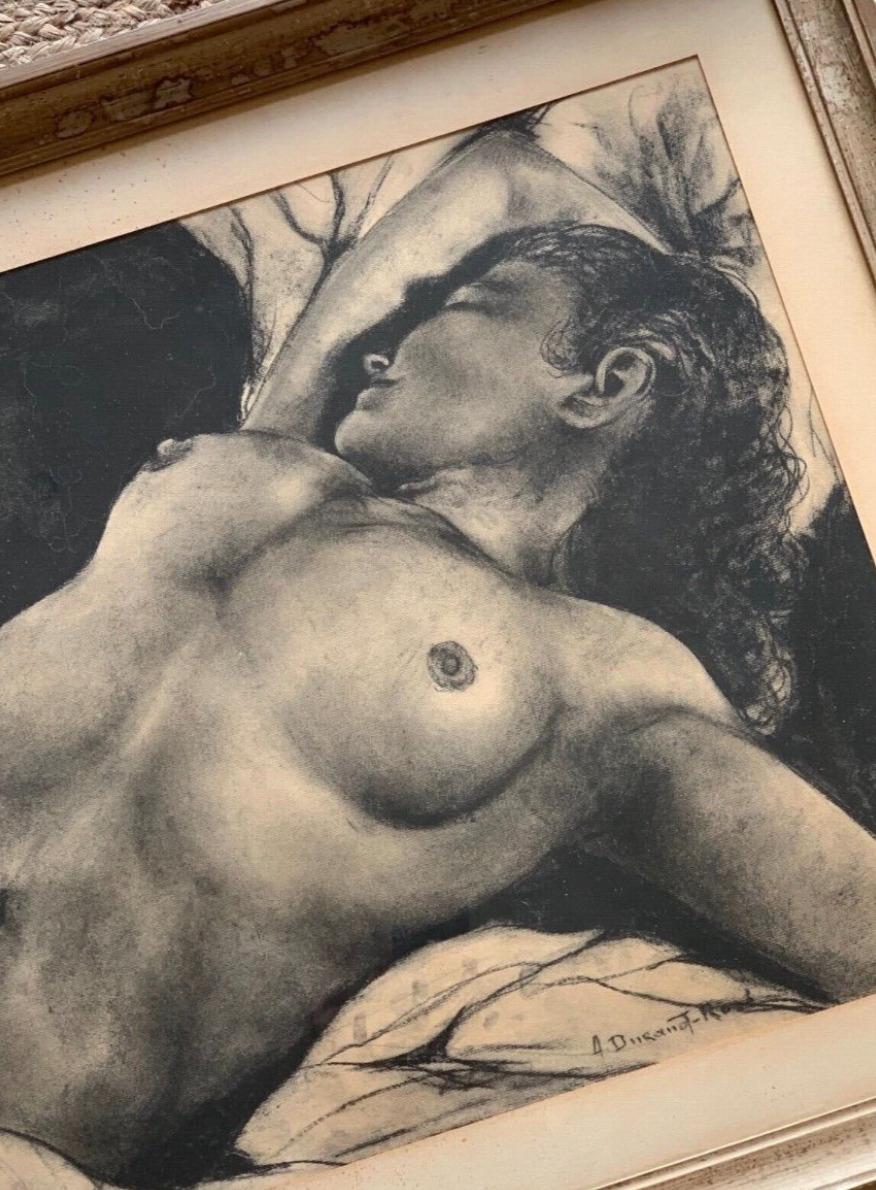 Auguste Durand-Rose (1887-1962), Nu féminin endormi, fusain sur papier en vente 1