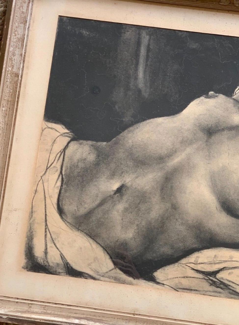 Auguste Durand-Rose (1887-1962), Nu féminin endormi, fusain sur papier en vente 2
