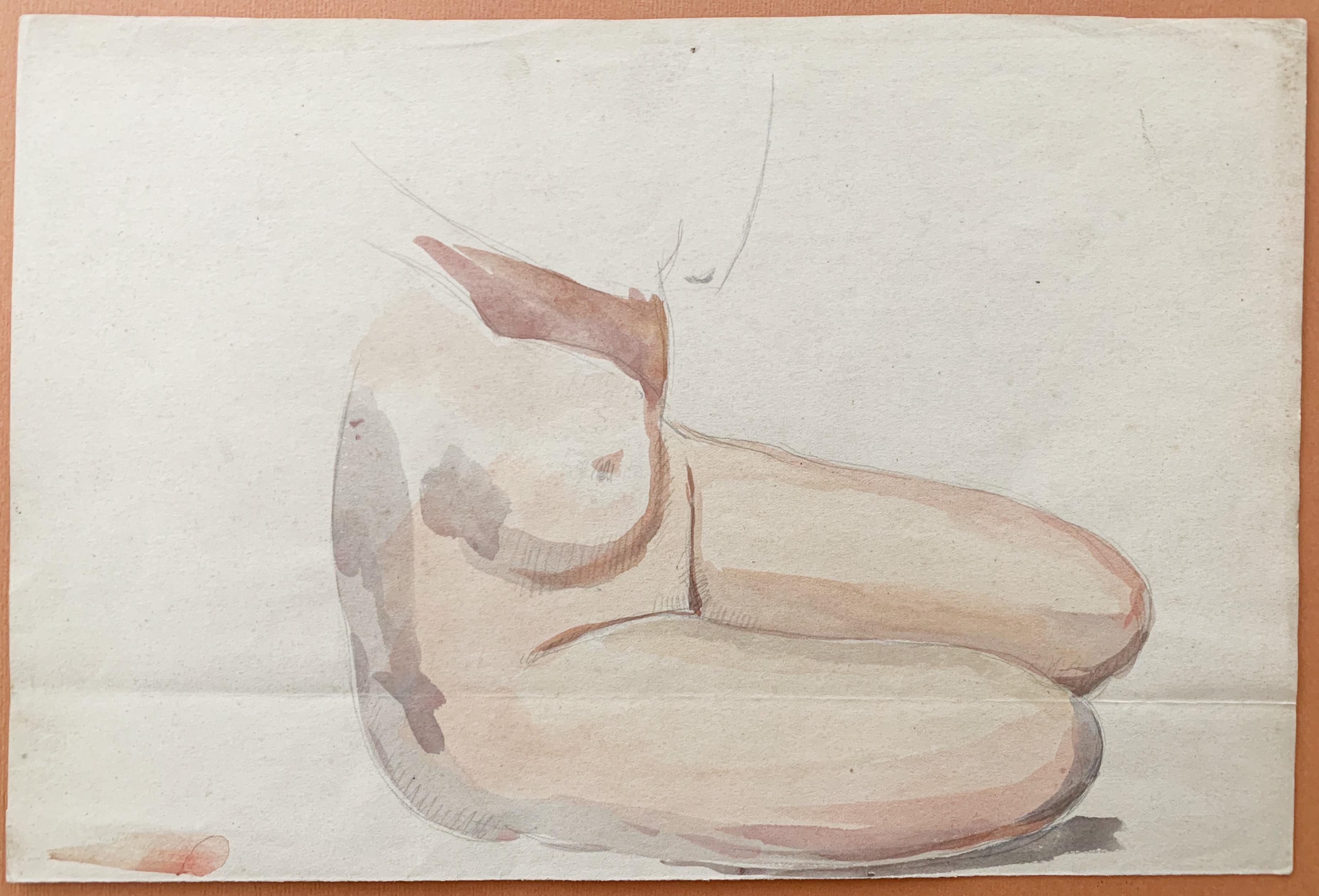 Raphaël Delorme (1885-1962), Study of a female nude, watercolor and pencil  For Sale 3