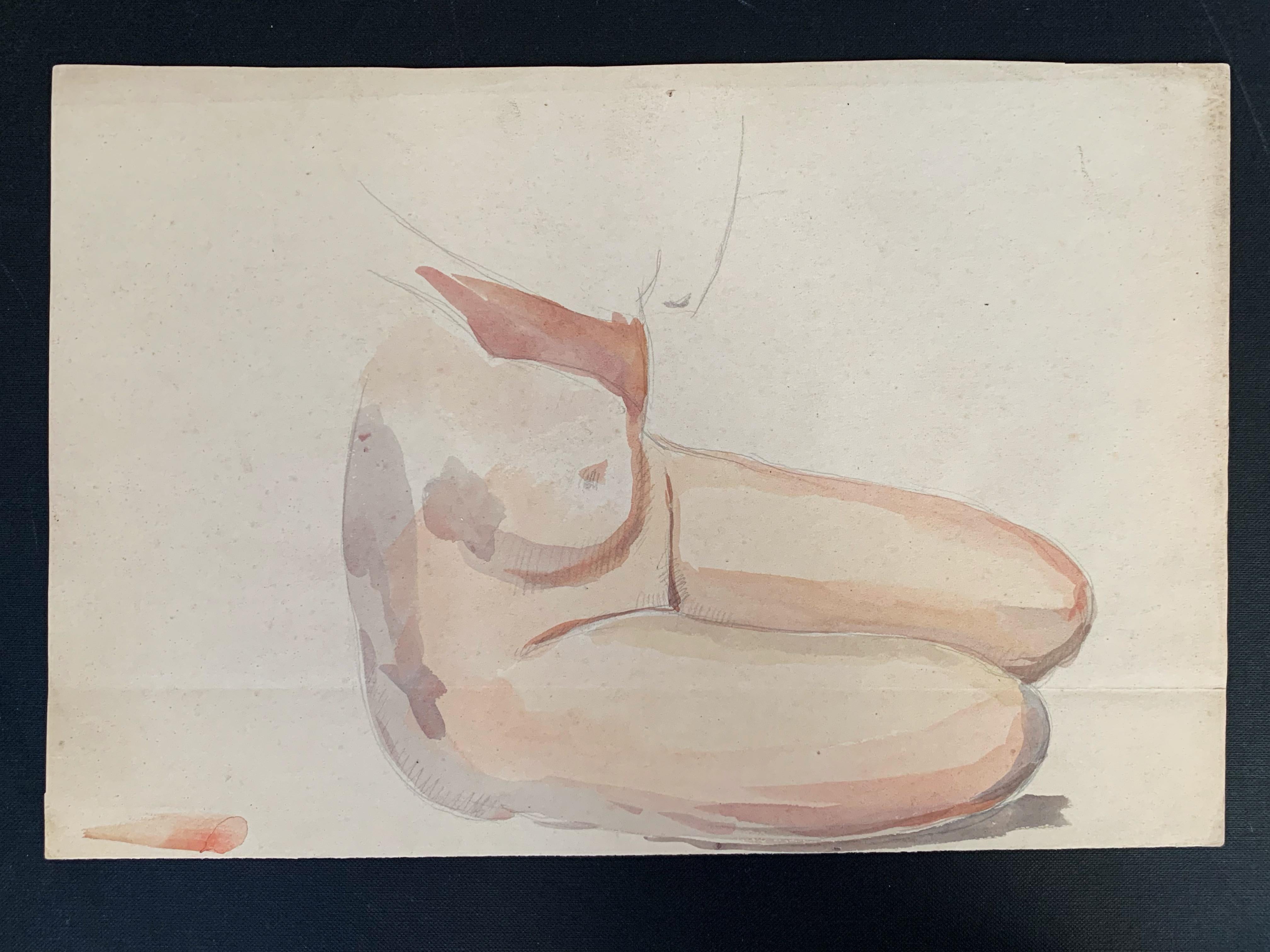 Raphaël Delorme (1885-1962), Study of a female nude, watercolor and pencil  For Sale 4