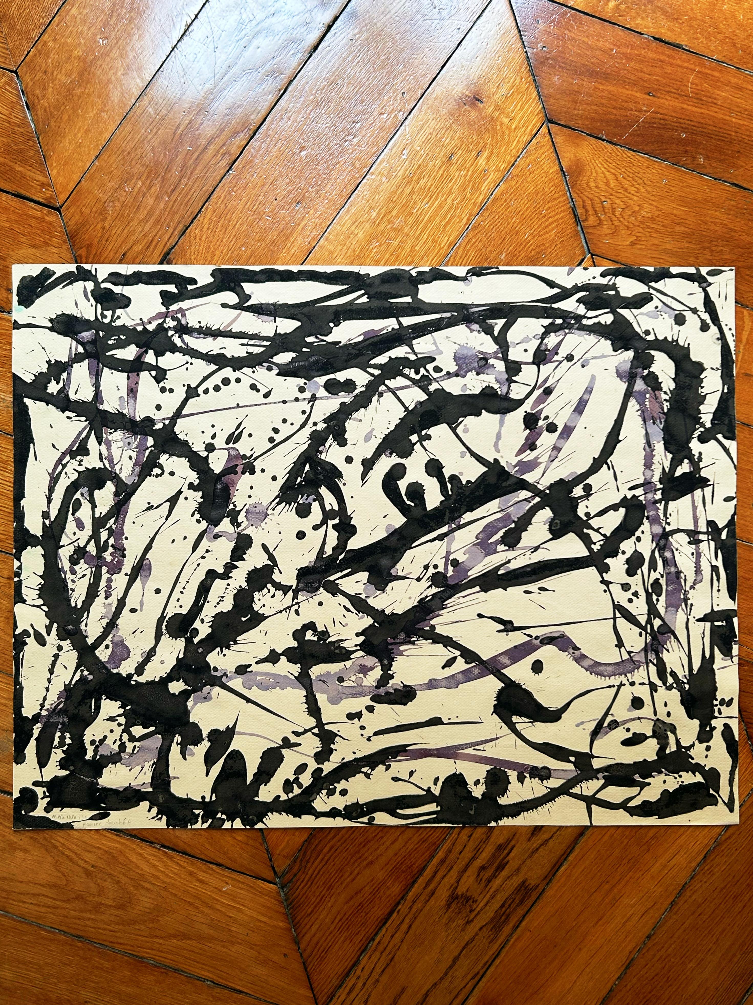 Raphaelle Pia, Papier douche 4, 1980, acrilico su carta in vendita 1