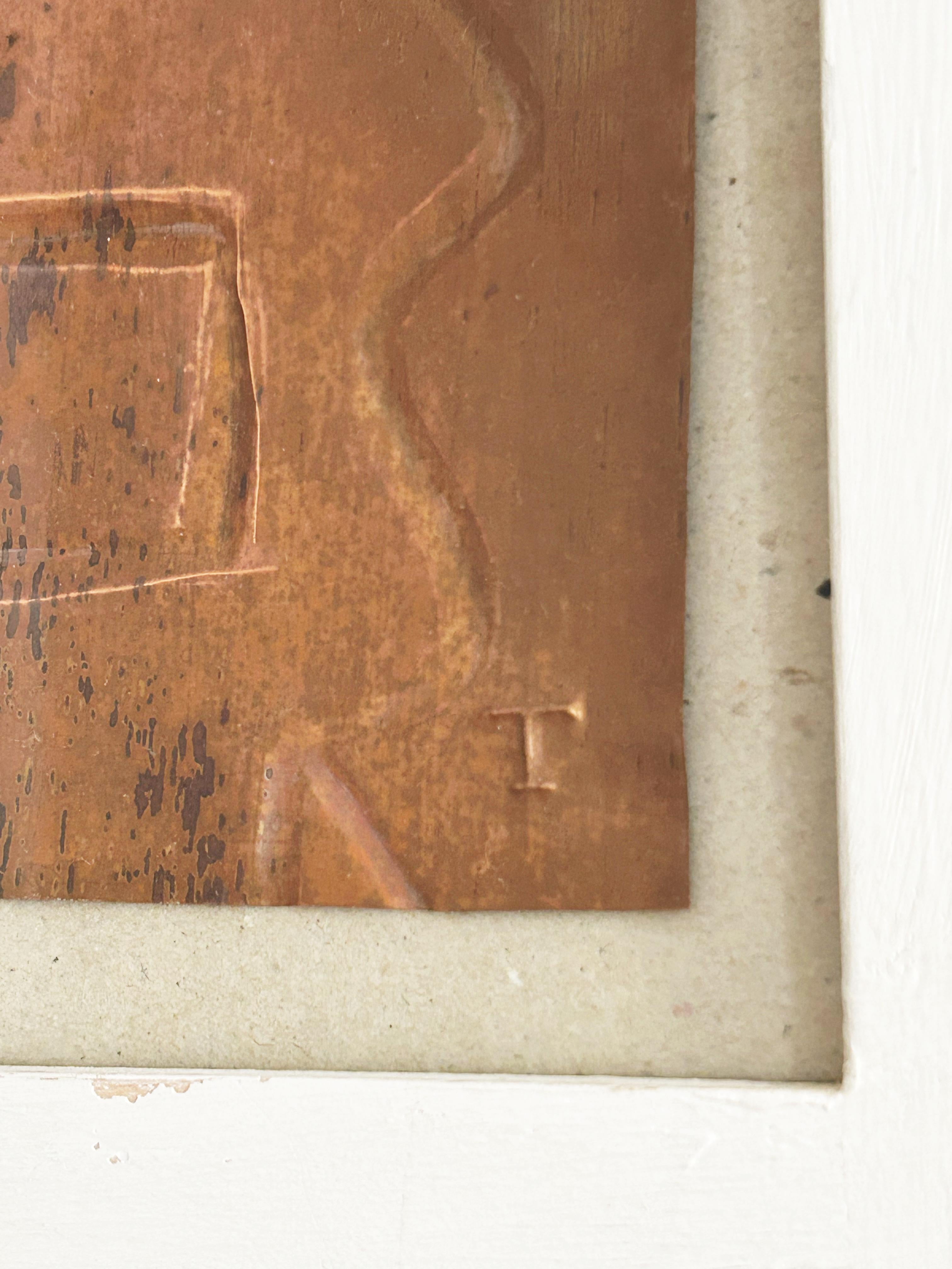 Jean Touret, Copper sheet, Signed T 2