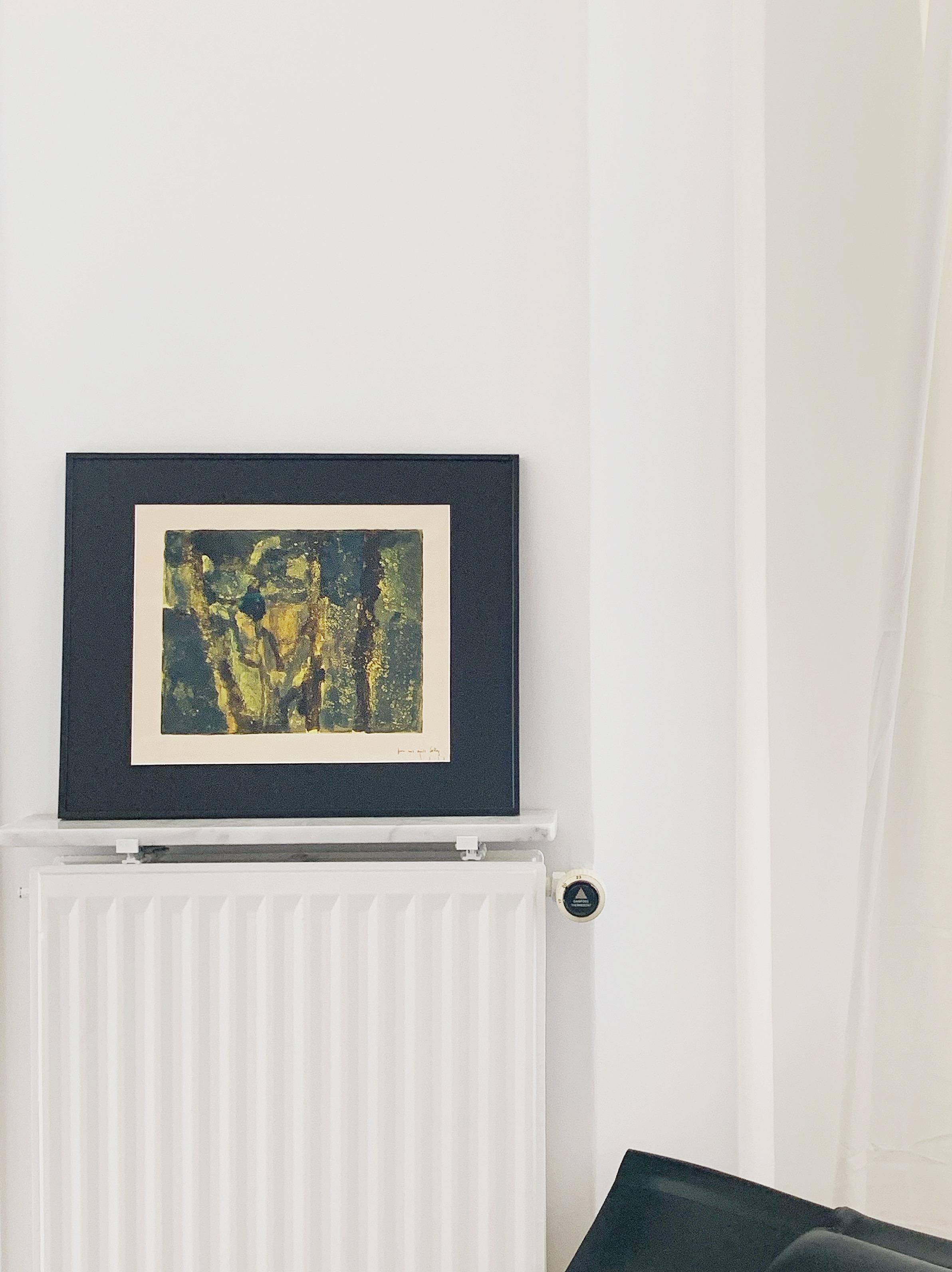 Pierre Montheillet, composition en vert et jaune, monotype sur papier en vente 4