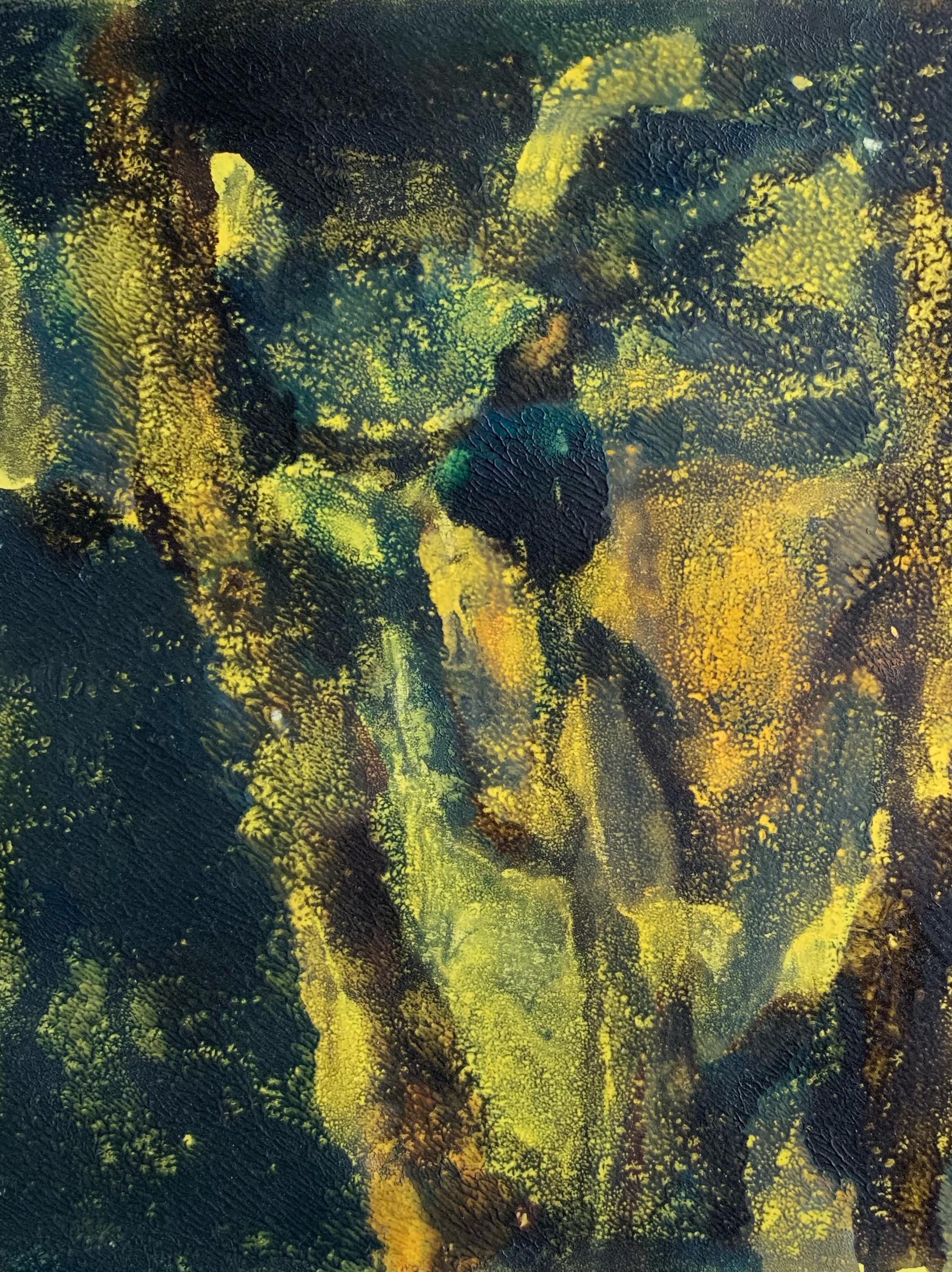 Pierre Montheillet, composition en vert et jaune, monotype sur papier en vente 5