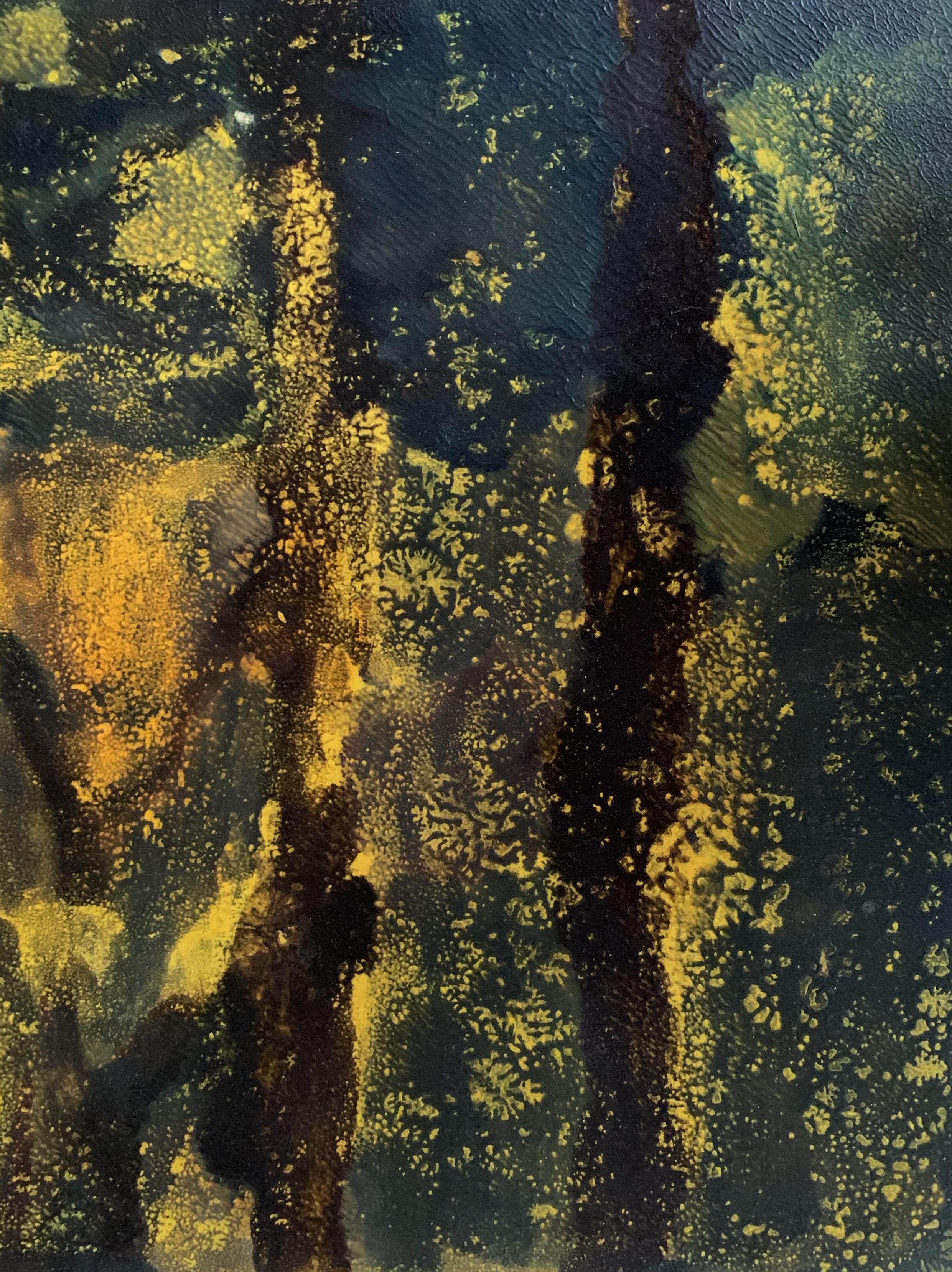 Pierre Montheillet, composition en vert et jaune, monotype sur papier en vente 2