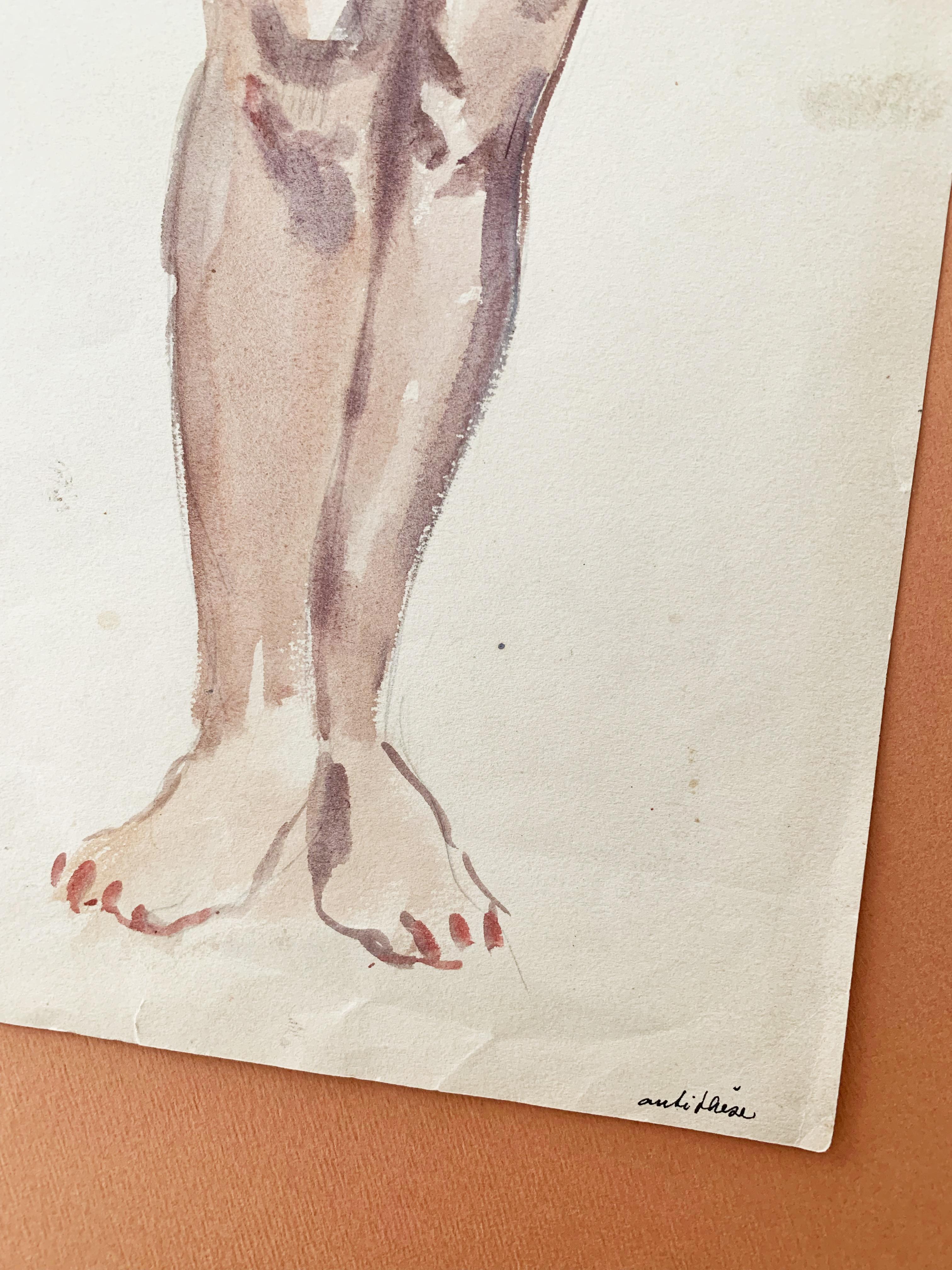 Raphael Delorme (1886-1962)
Studio di gambe di donna
Acquerello e matita su carta
Annotazione 