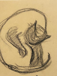 Victor PROUVÉ (1858-1943), Étude de chat, fusain sur papier