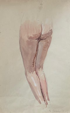 Raphael Delorme, Studie der Beine der Frau, Aquarell und Bleistift auf Papier