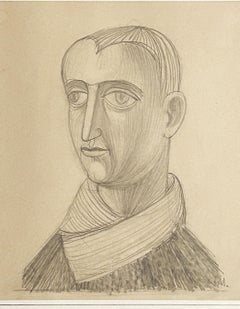 Jean Martin, Man with scarf, circa 1950, graphite sur papier