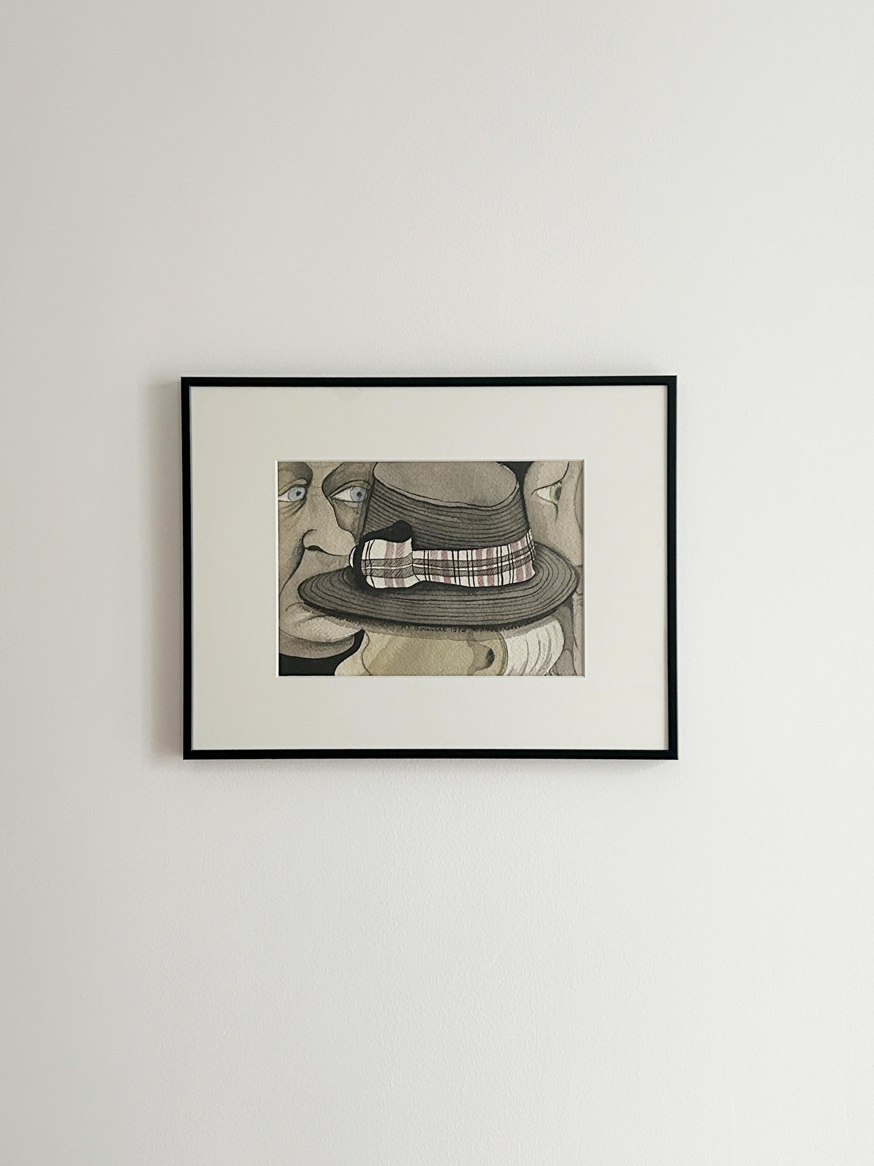 Marie-Thérèse BOURRAT (née en 1938), The Hat, 1970, watercolor - Art by Marie-Thérèse Bourrat