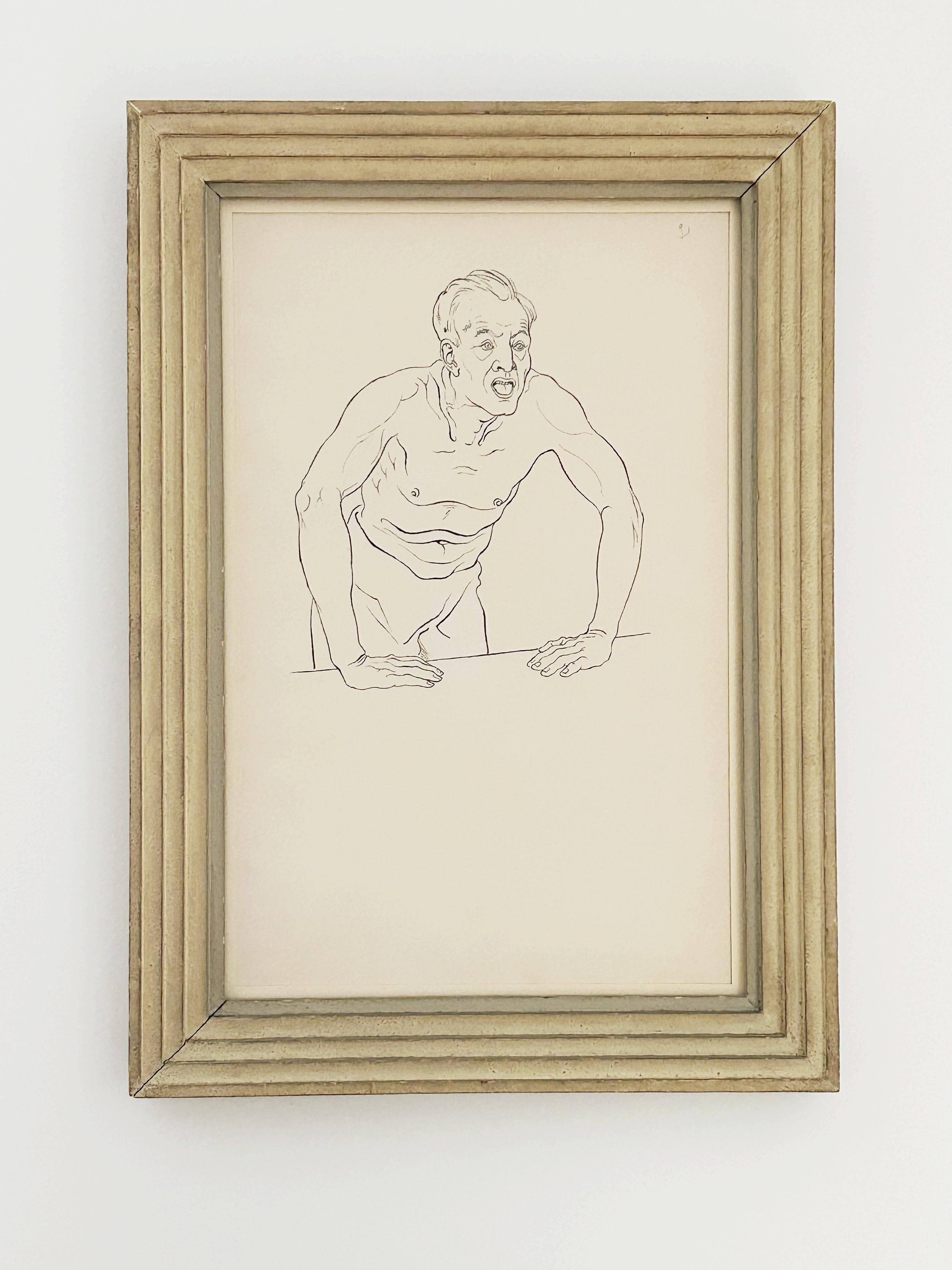 Rudolf Schlichter, Shirtless man, shouting, circa 1920, black ink on paper For Sale 1