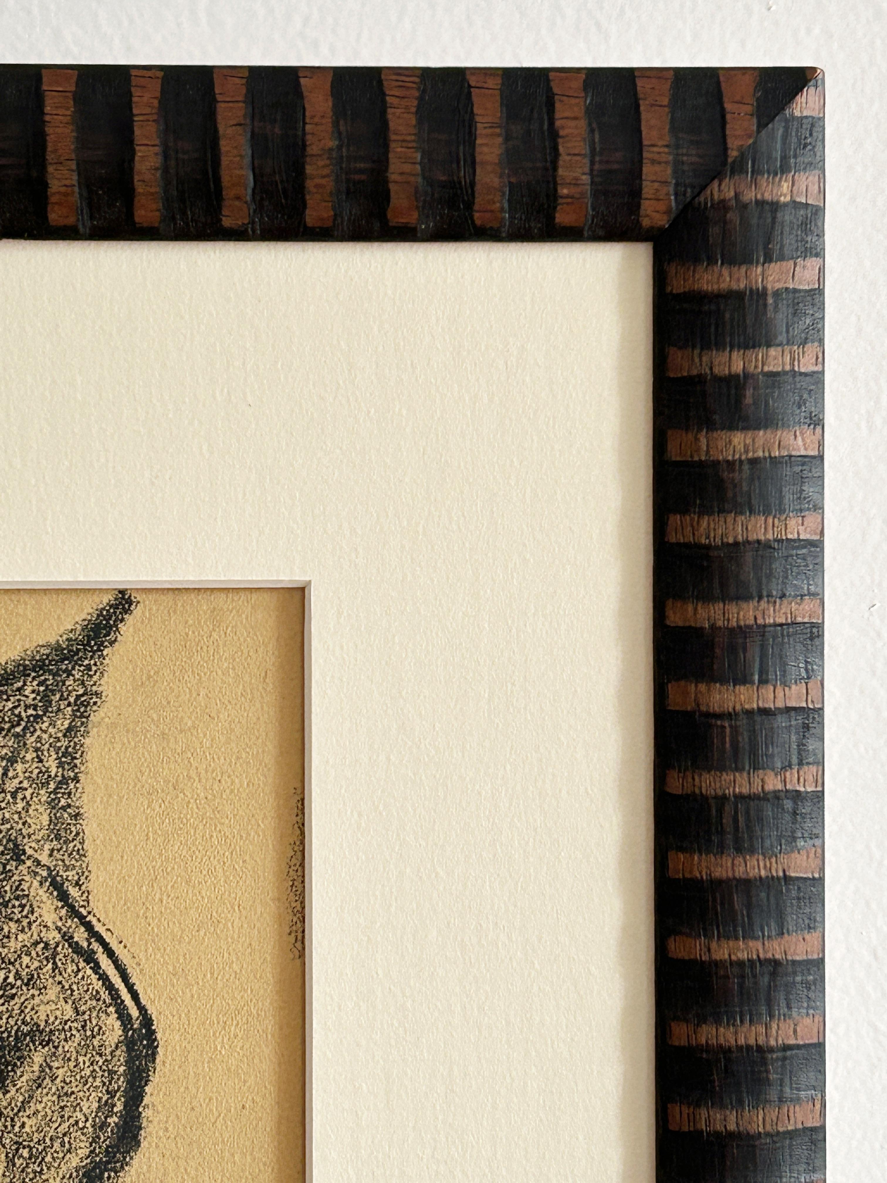 Victor Prouve, Hard of cat, Kohle auf Papier im Angebot 3