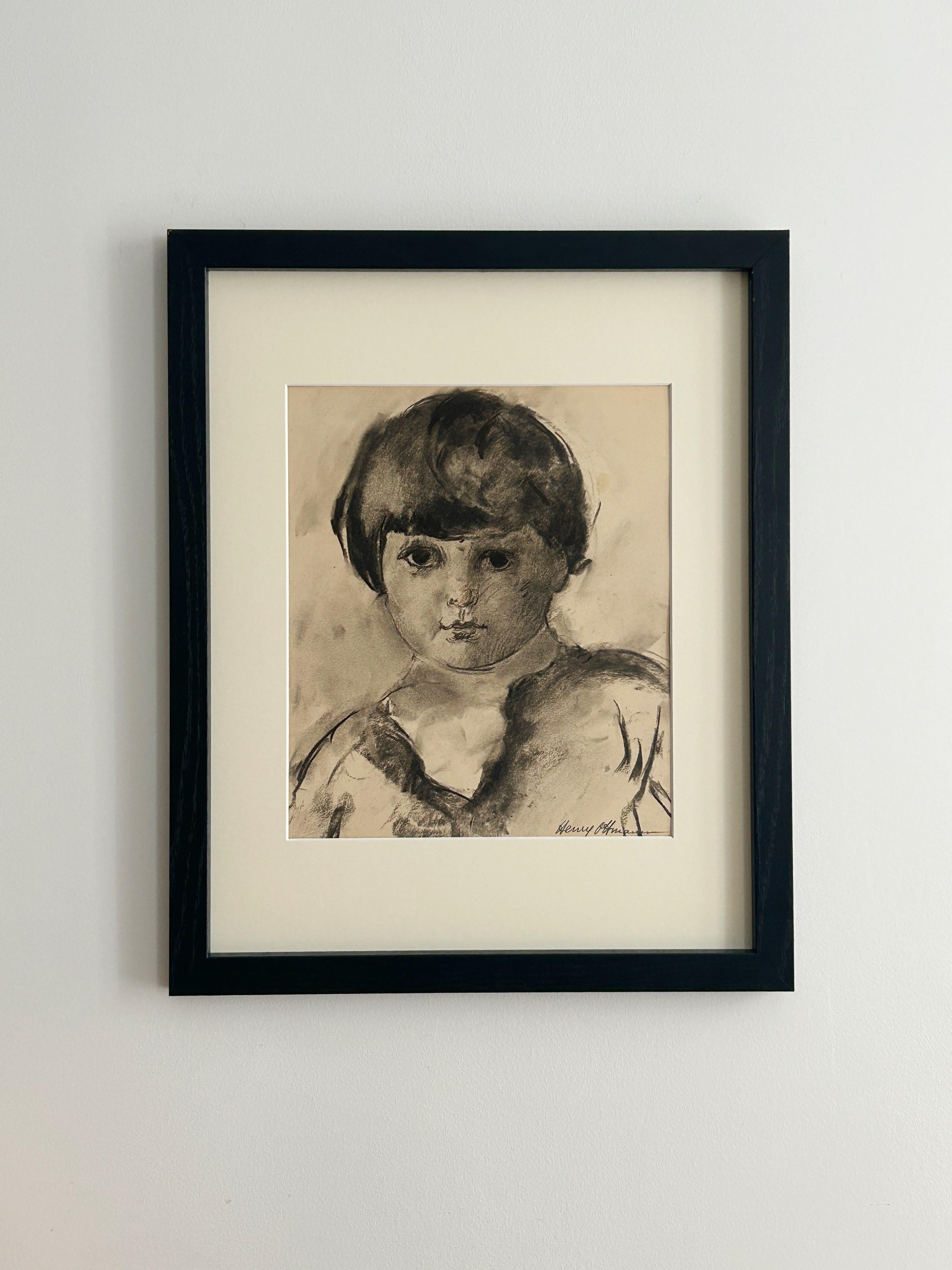 Henri Ottmann (1877-1927), Bébé, vers 1920, fusain sur papier